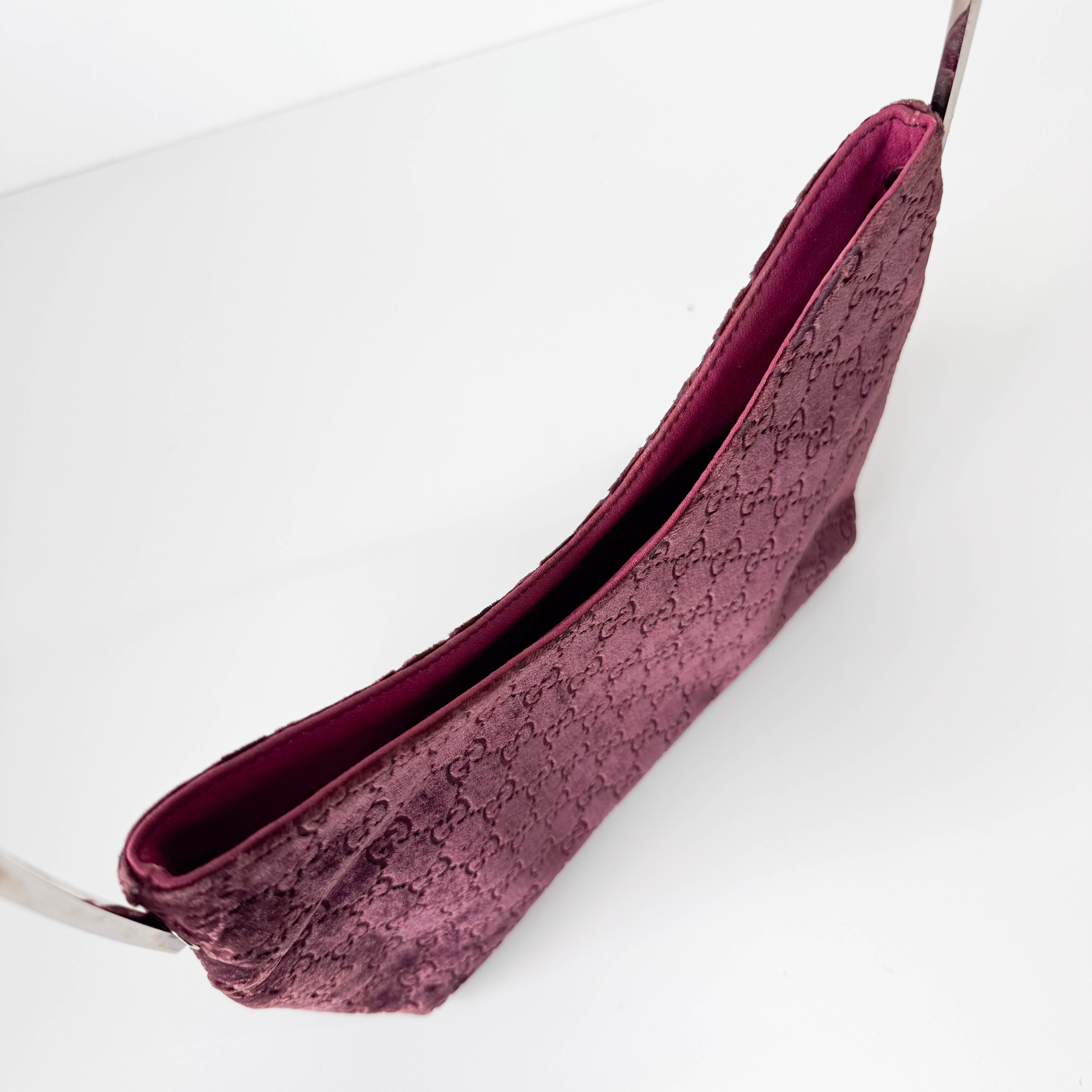 GG Red Velvet with Silver Metal Round Handle Bag by Tom Ford