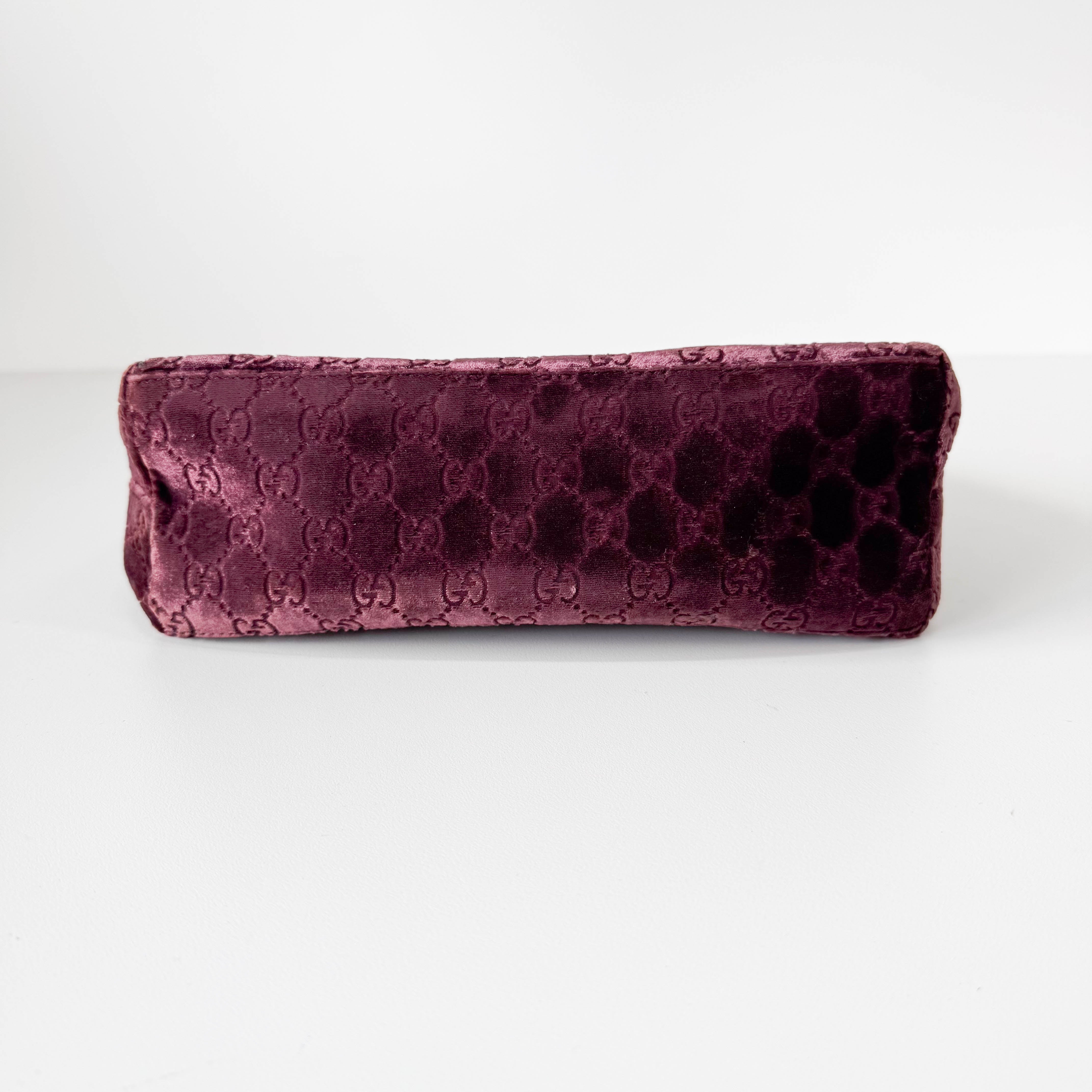 GG Red Velvet with Silver Metal Round Handle Bag by Tom Ford