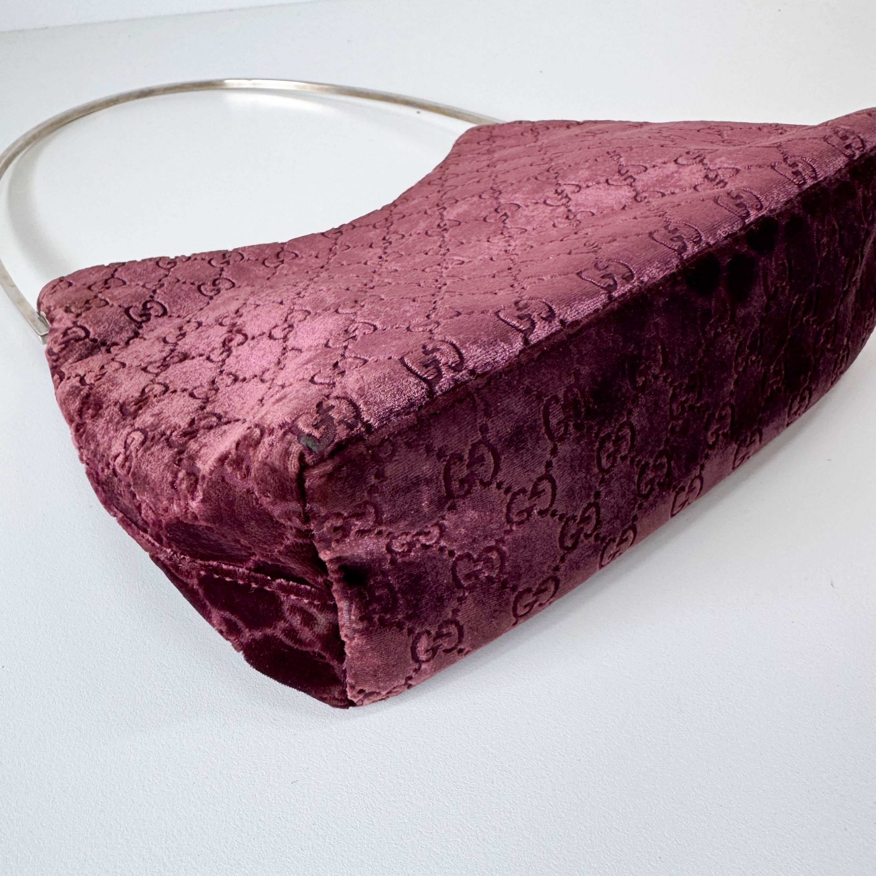 GG Red Velvet with Silver Metal Round Handle Bag by Tom Ford