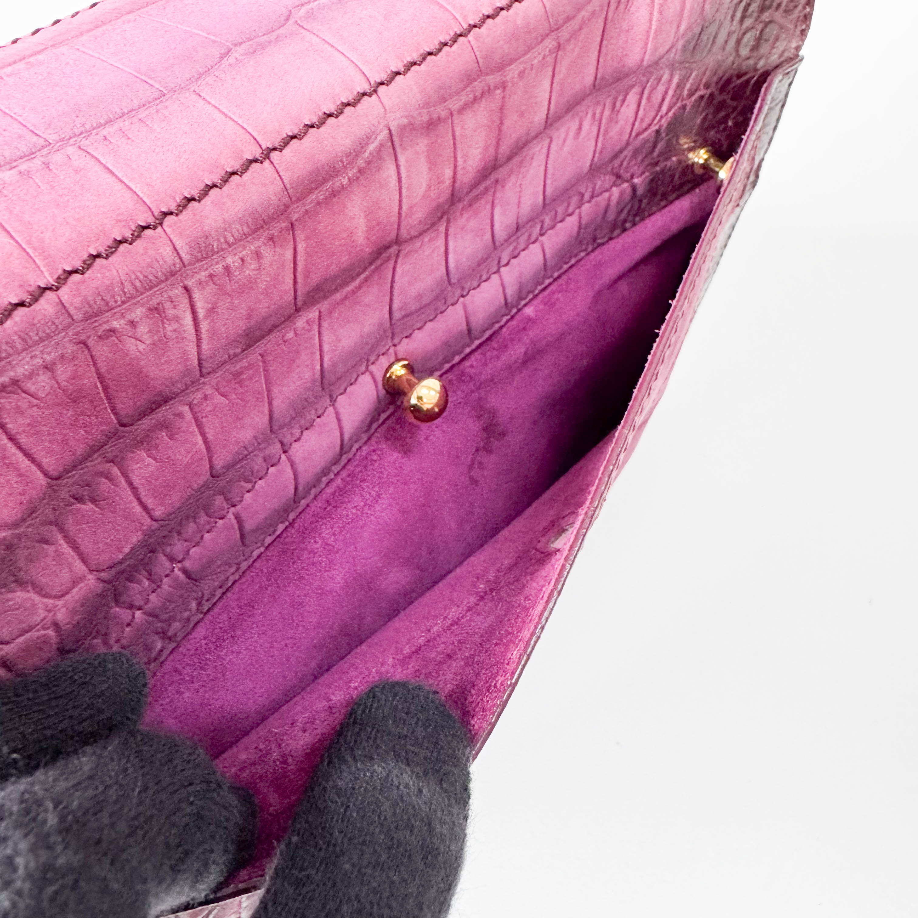 Muse Two Medium Purple Croc-Embossed Nubuck Hangbag