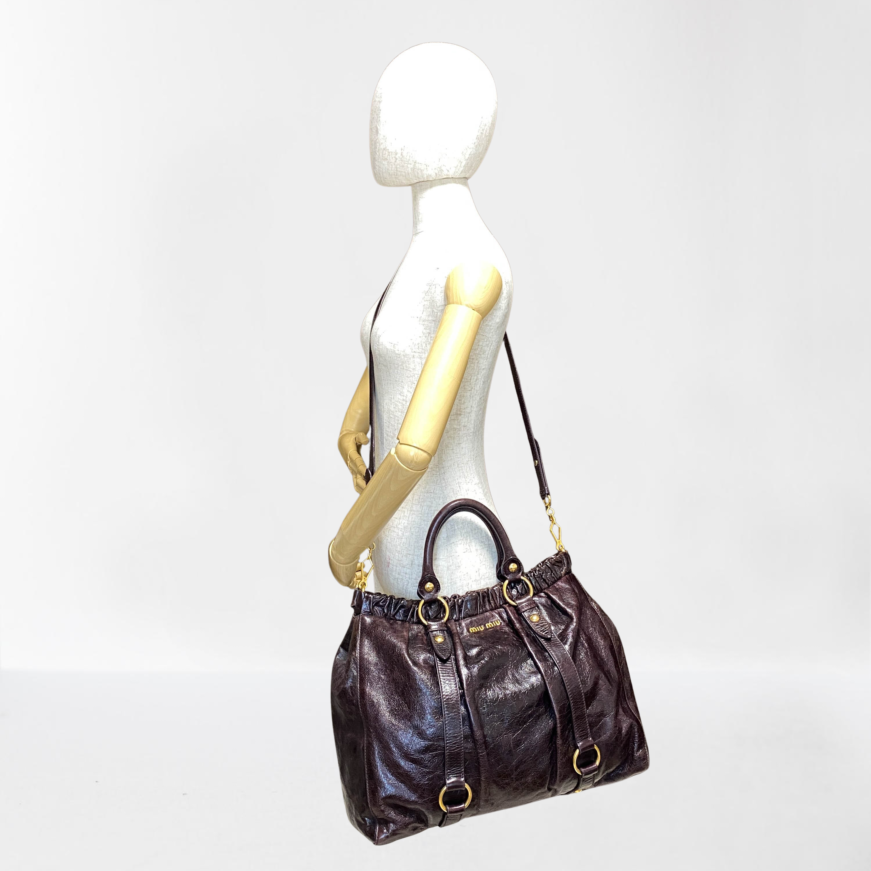 Vitello Dark Brown  LM Leather Handbag Shoulder Bag