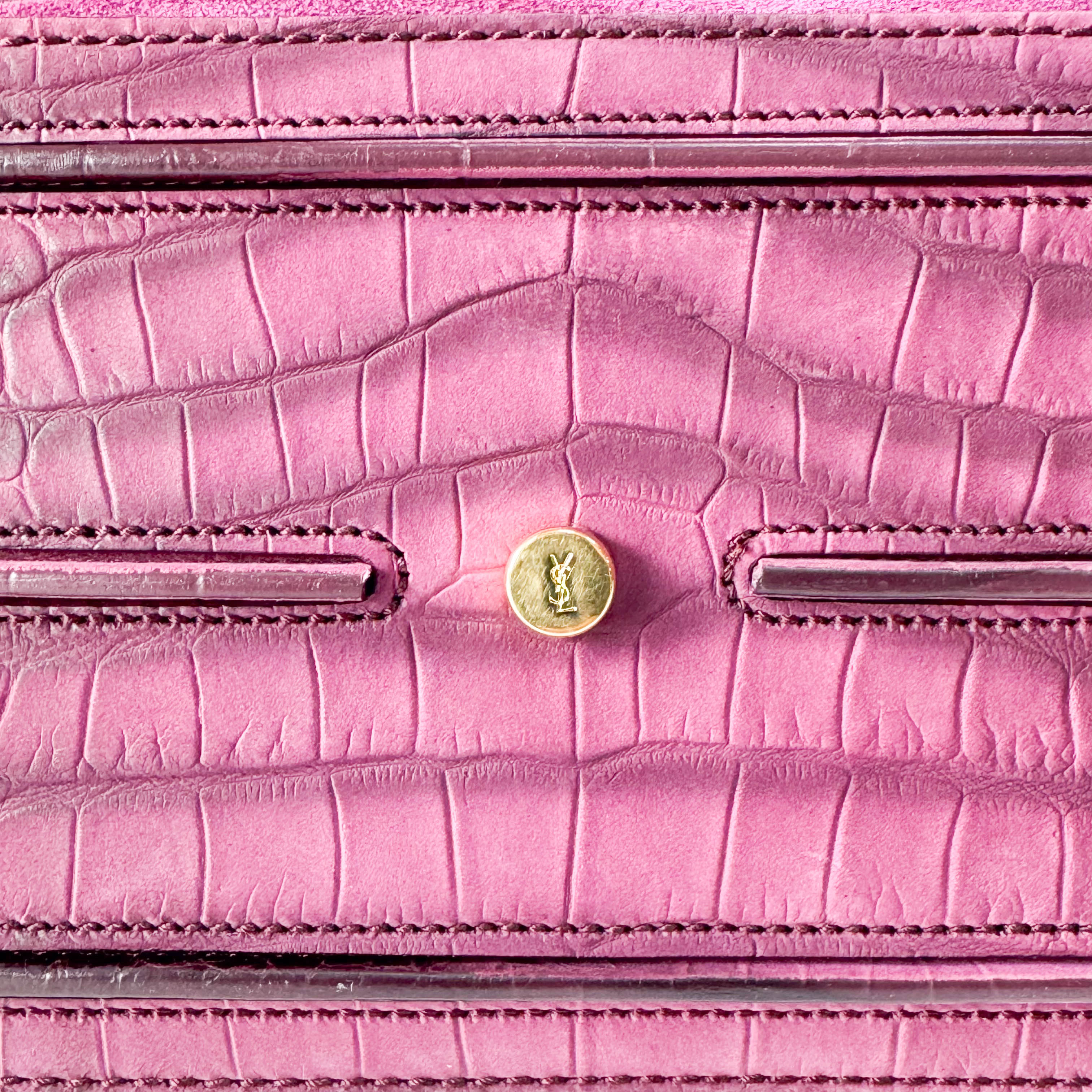 Muse Two Medium Purple Croc-Embossed Nubuck Hangbag