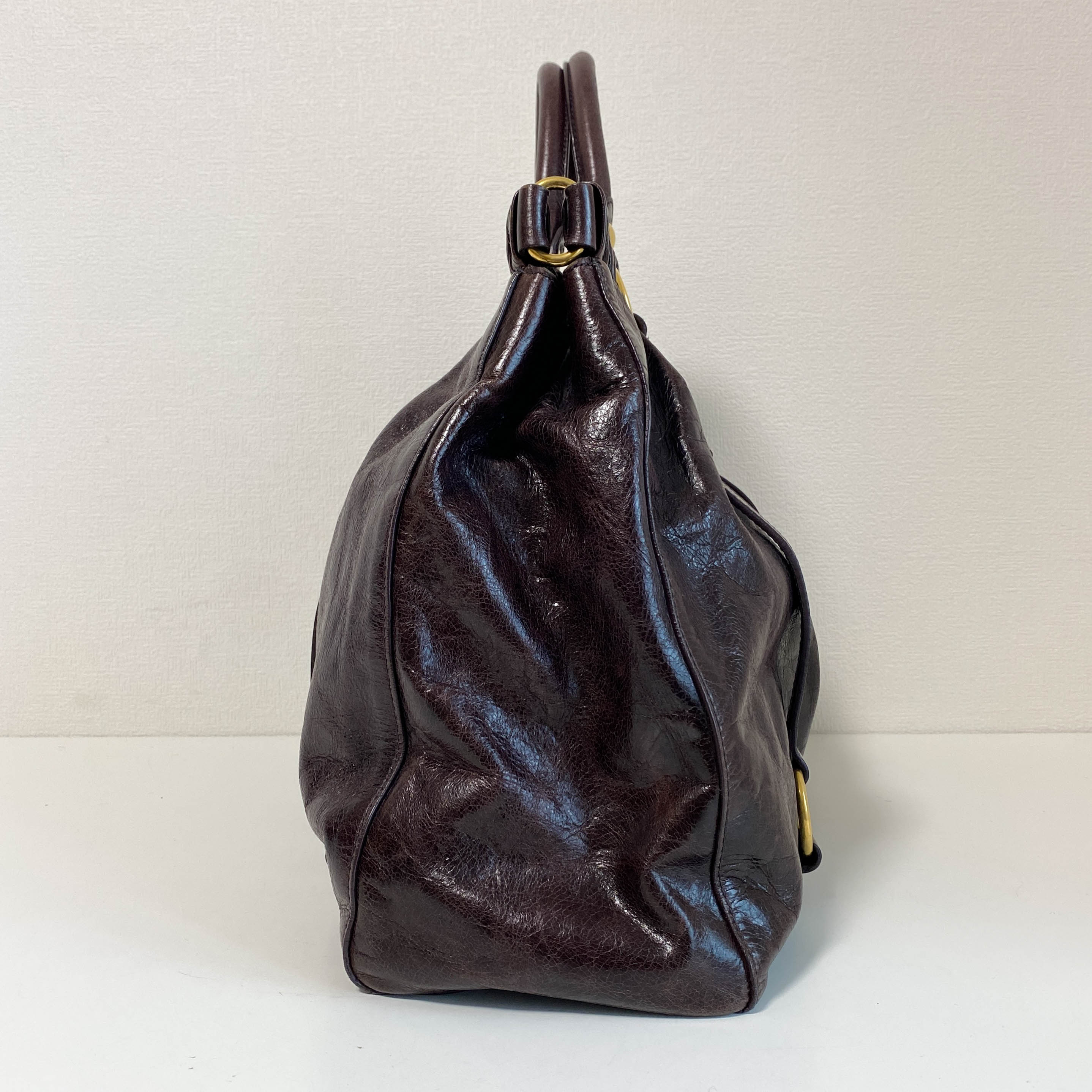 Vitello Dark Brown  LM Leather Handbag Shoulder Bag