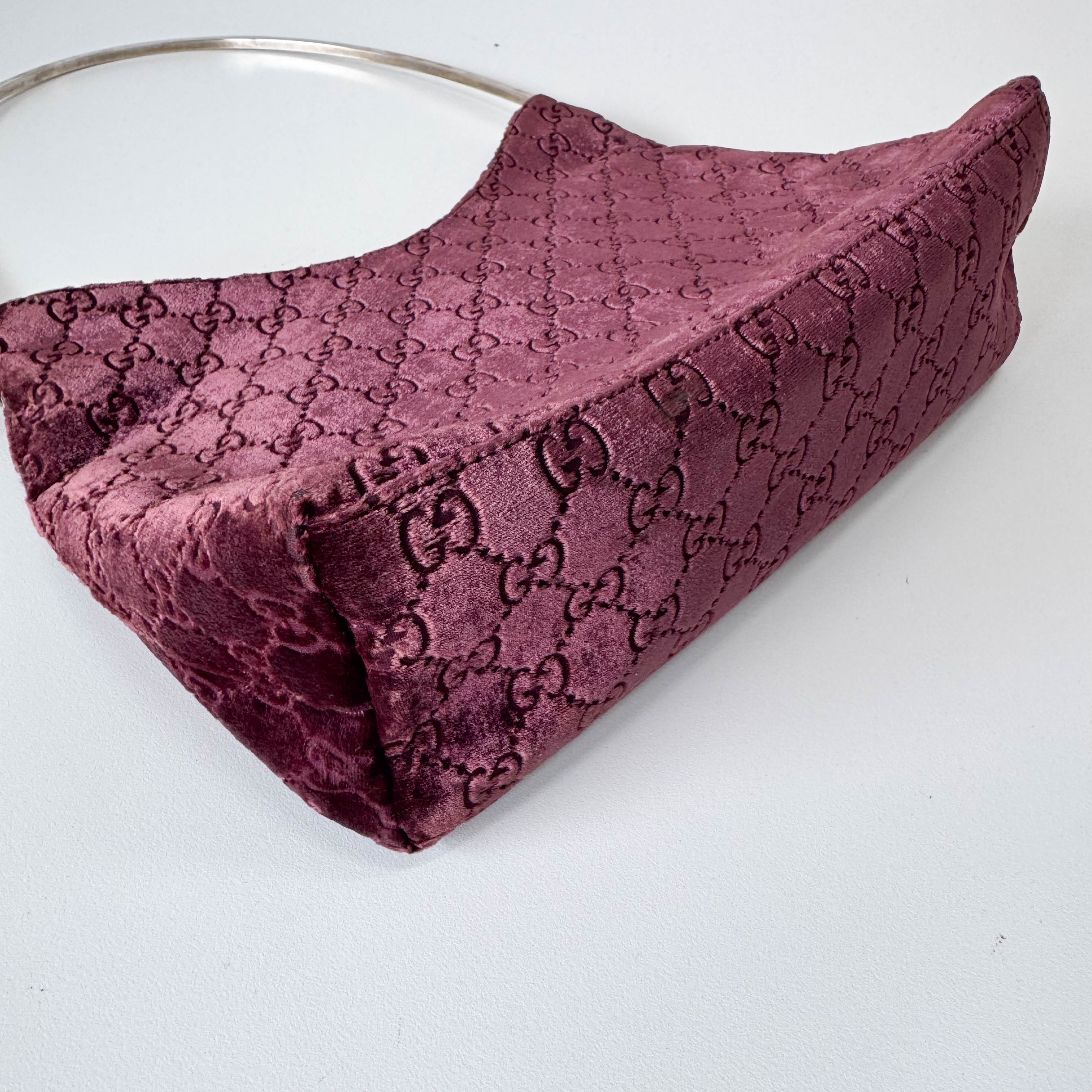 GG Red Velvet with Silver Metal Round Handle Bag by Tom Ford