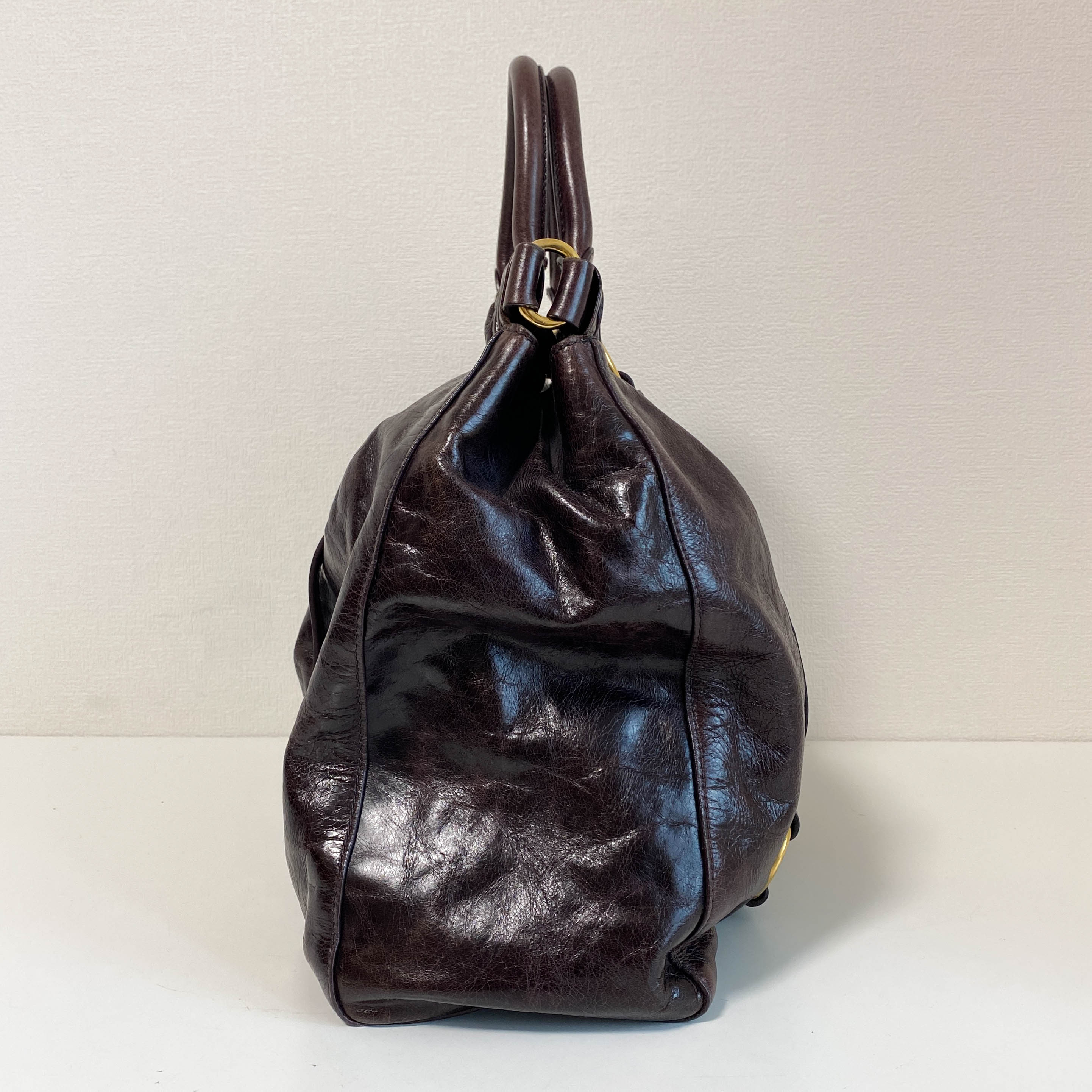 Vitello Dark Brown  LM Leather Handbag Shoulder Bag