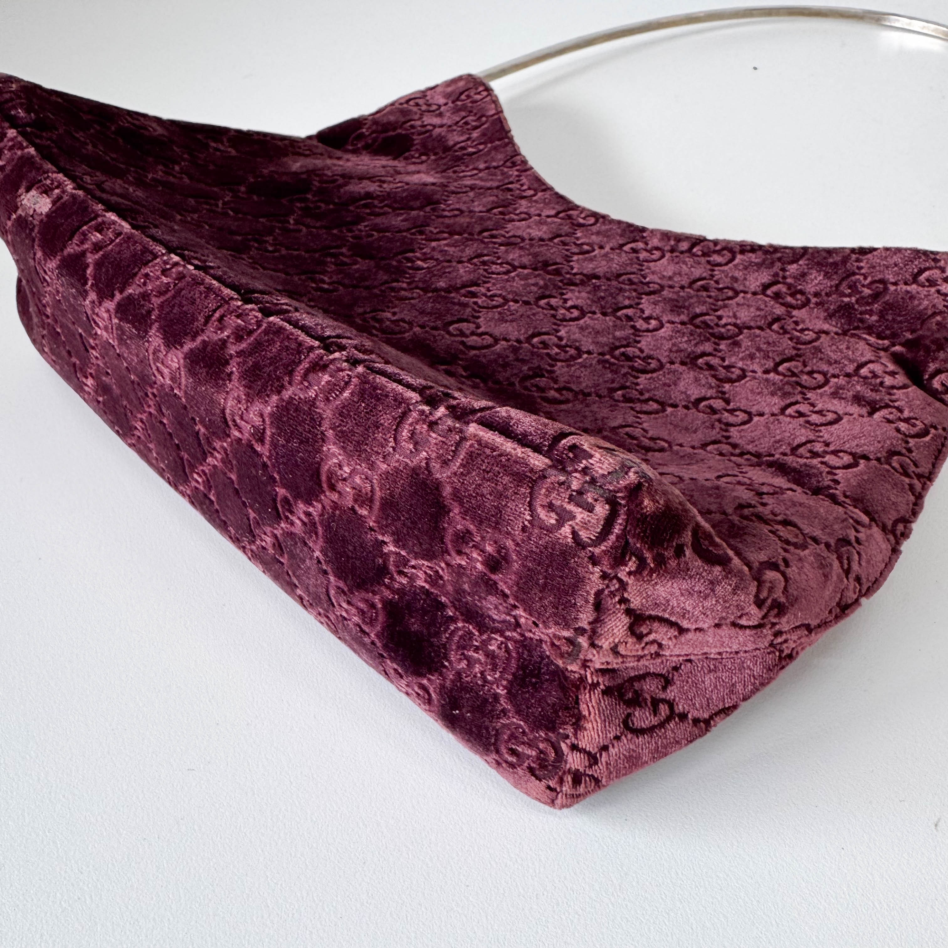 GG Red Velvet with Silver Metal Round Handle Bag by Tom Ford