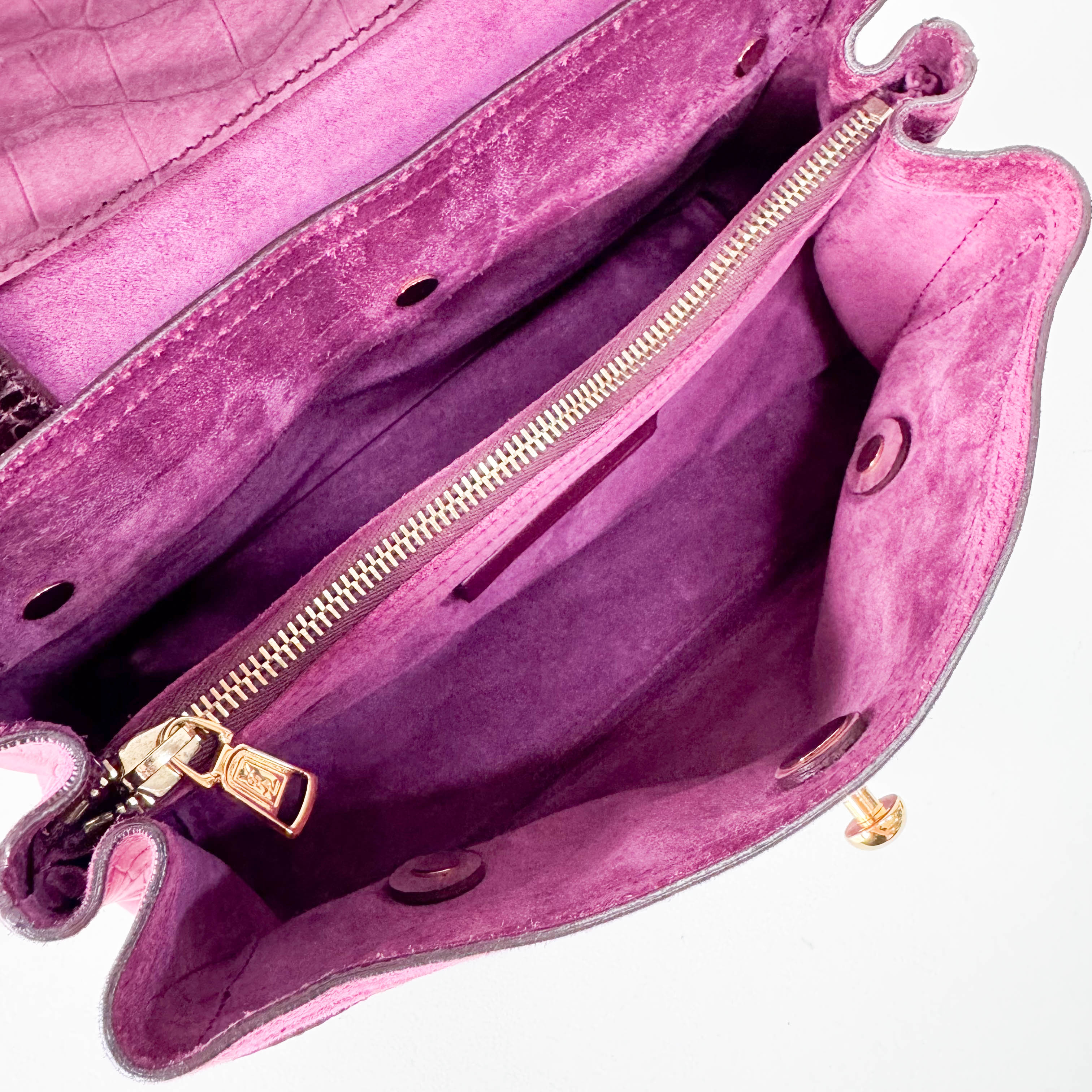 Muse Two Medium Purple Croc-Embossed Nubuck Hangbag