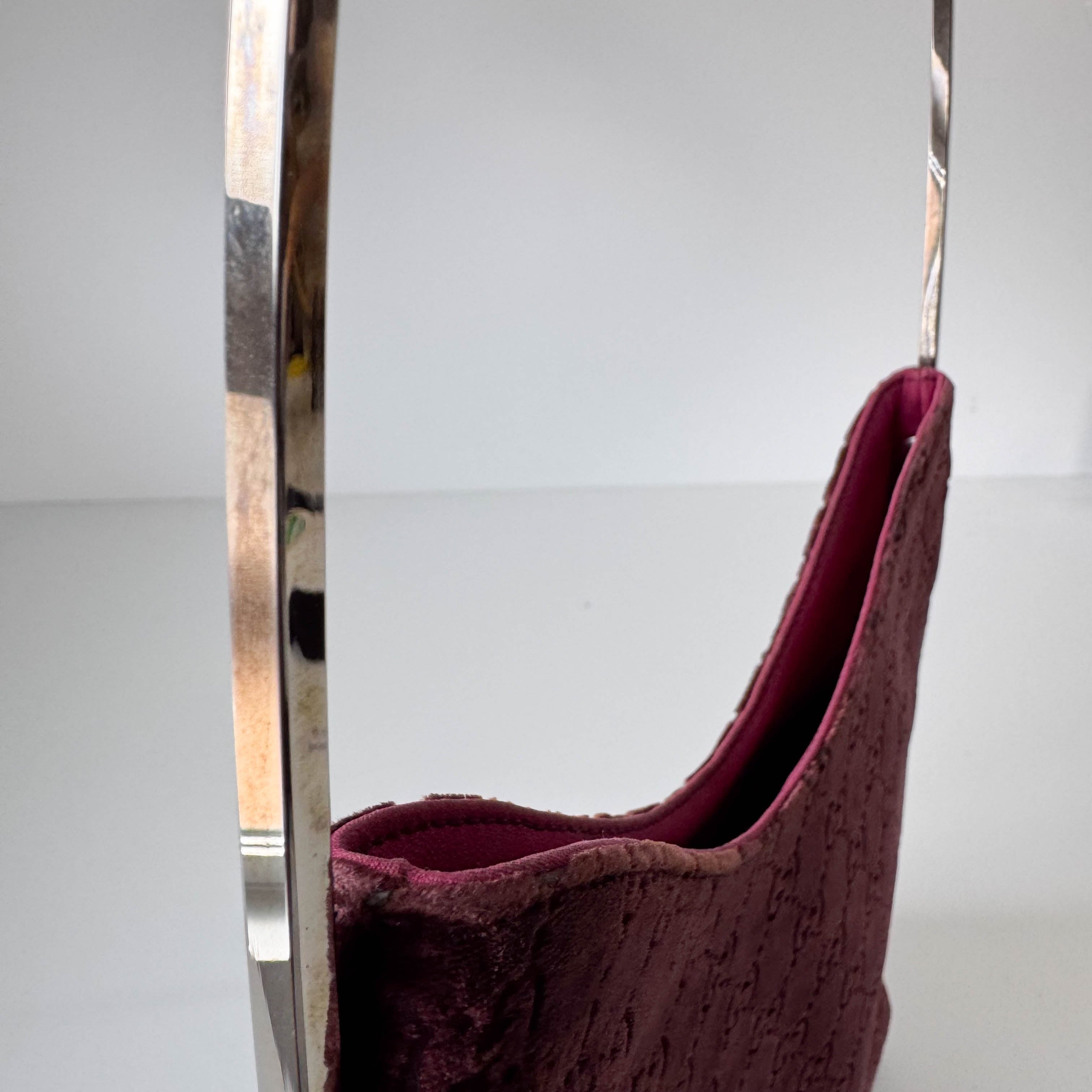 GG Red Velvet with Silver Metal Round Handle Bag by Tom Ford