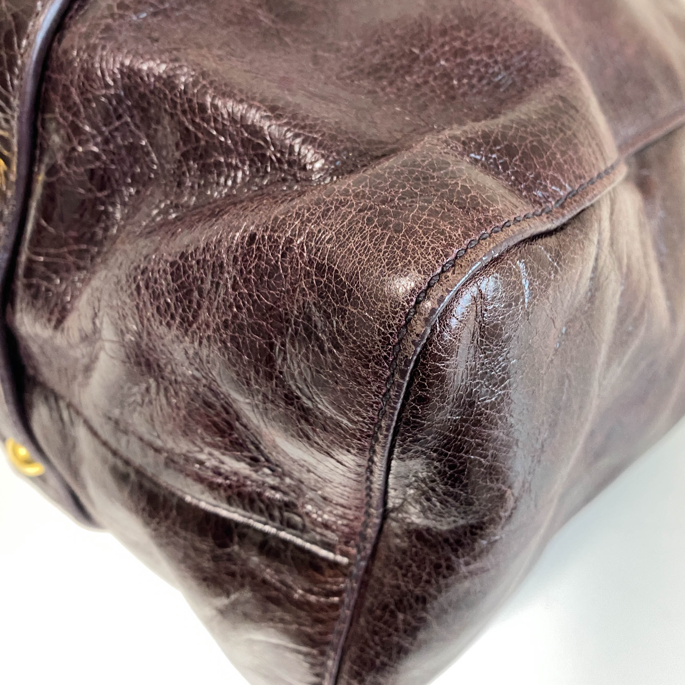 Vitello Dark Brown  LM Leather Handbag Shoulder Bag