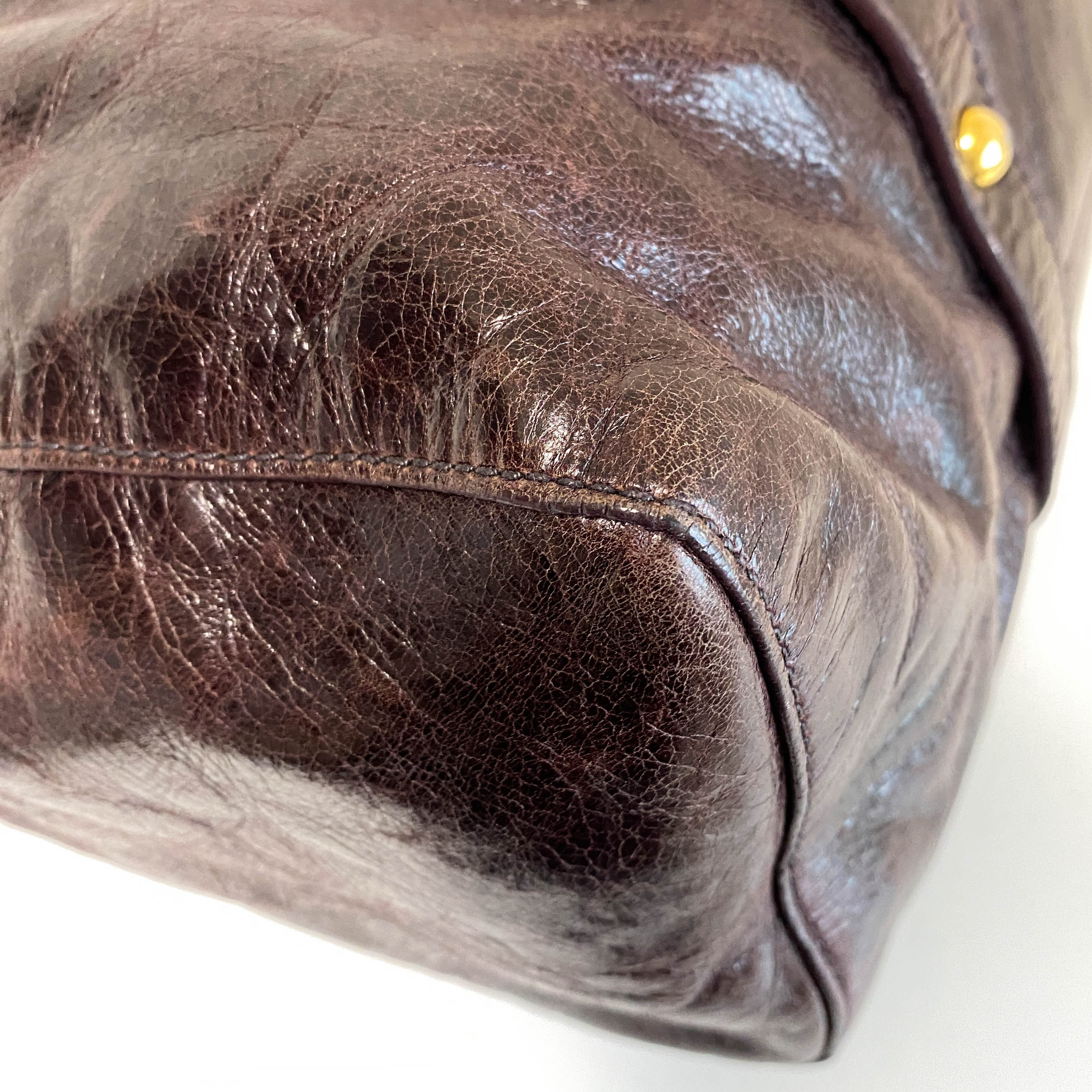 Vitello Dark Brown  LM Leather Handbag Shoulder Bag