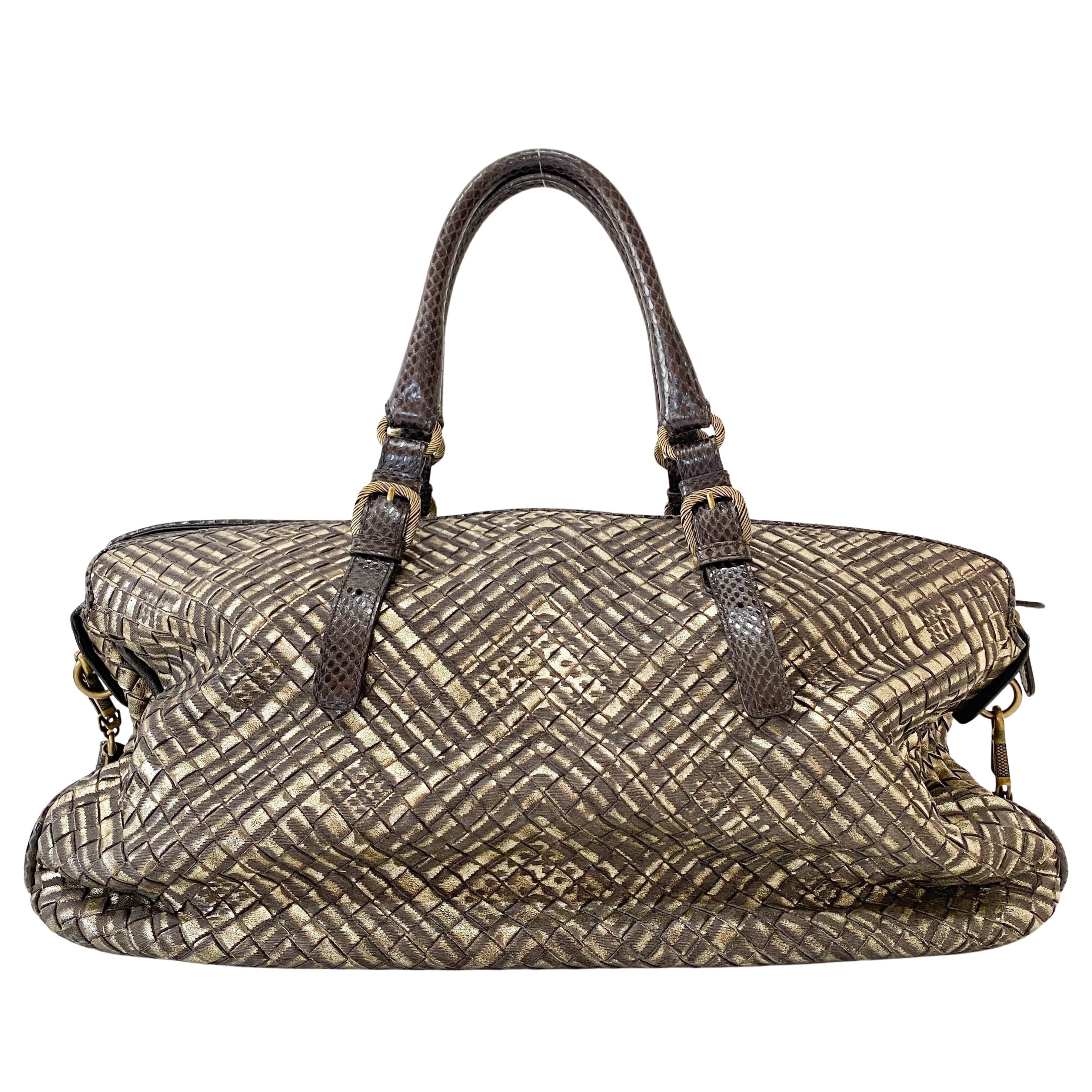 Limited Edition Intrecciato Gold Leather Shoulder Bag