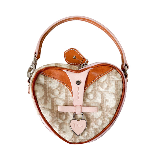 Monogram Heart White & Pink Pouch