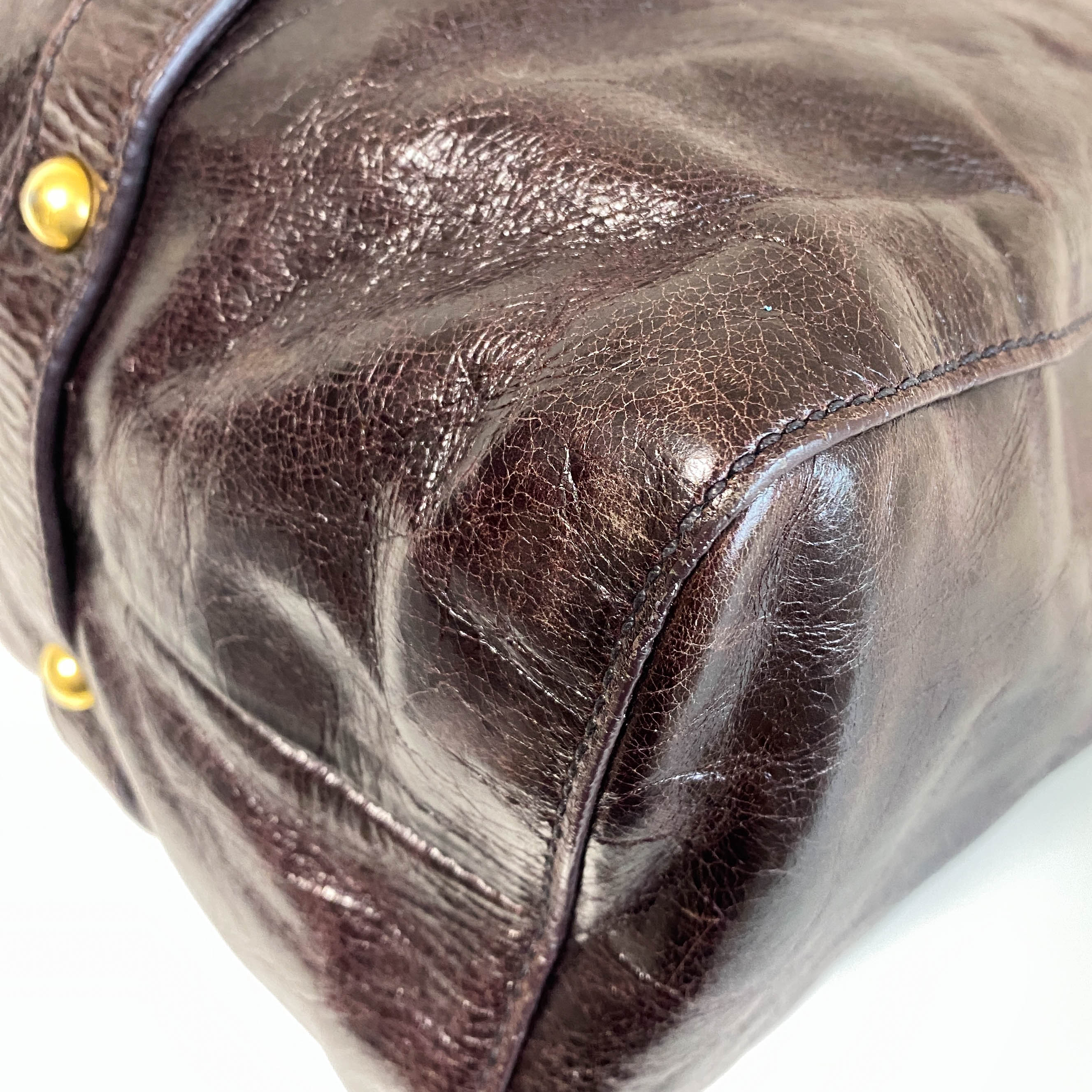 Vitello Dark Brown  LM Leather Handbag Shoulder Bag