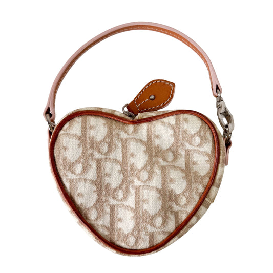 Monogram Heart White & Pink Pouch