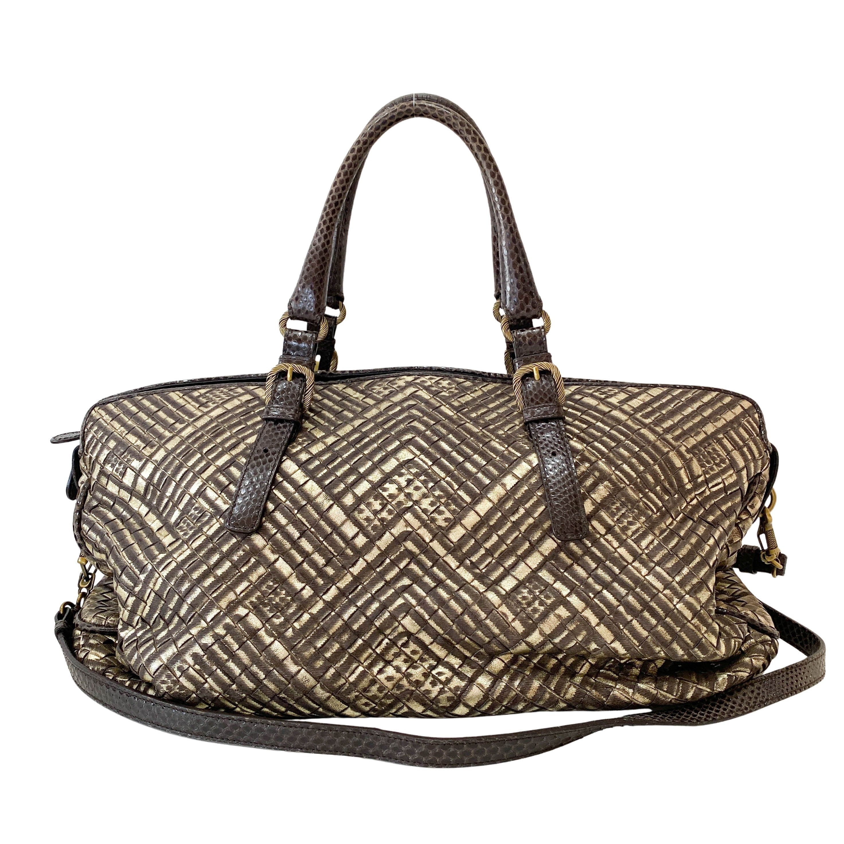 Limited Edition Intrecciato Gold Leather Shoulder Bag