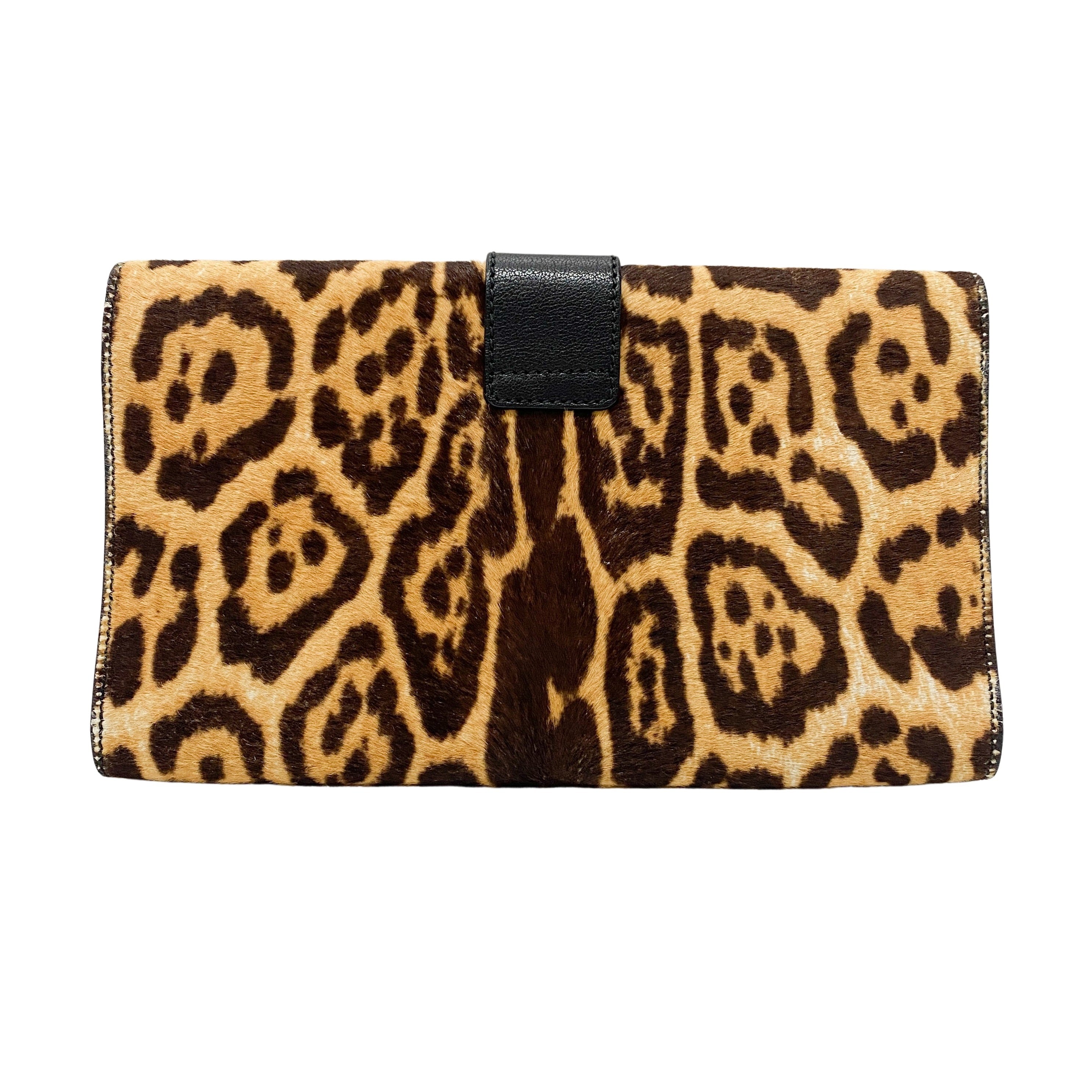 Cheetah Print Clutch with Oversized Y Logo