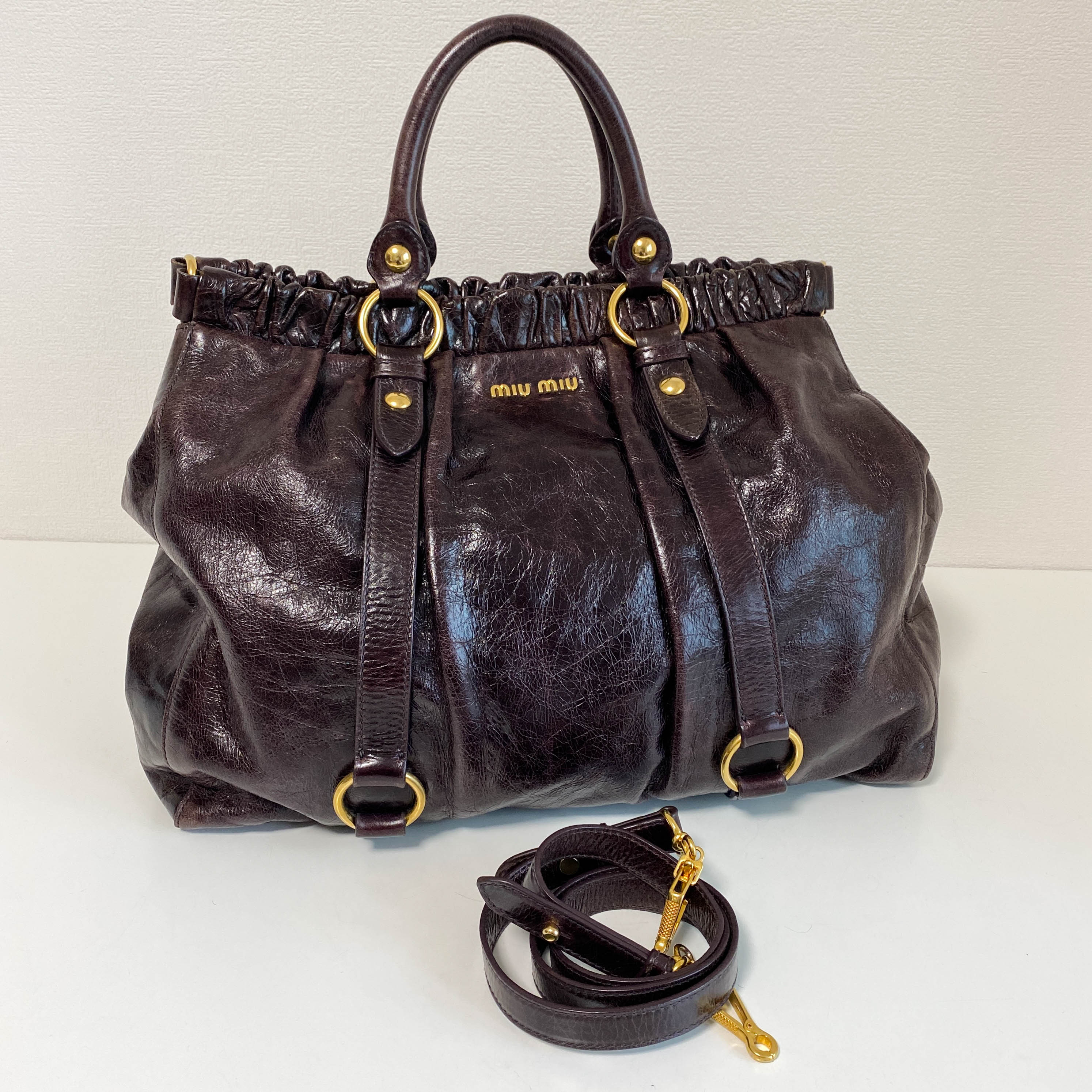 Vitello Dark Brown  LM Leather Handbag Shoulder Bag