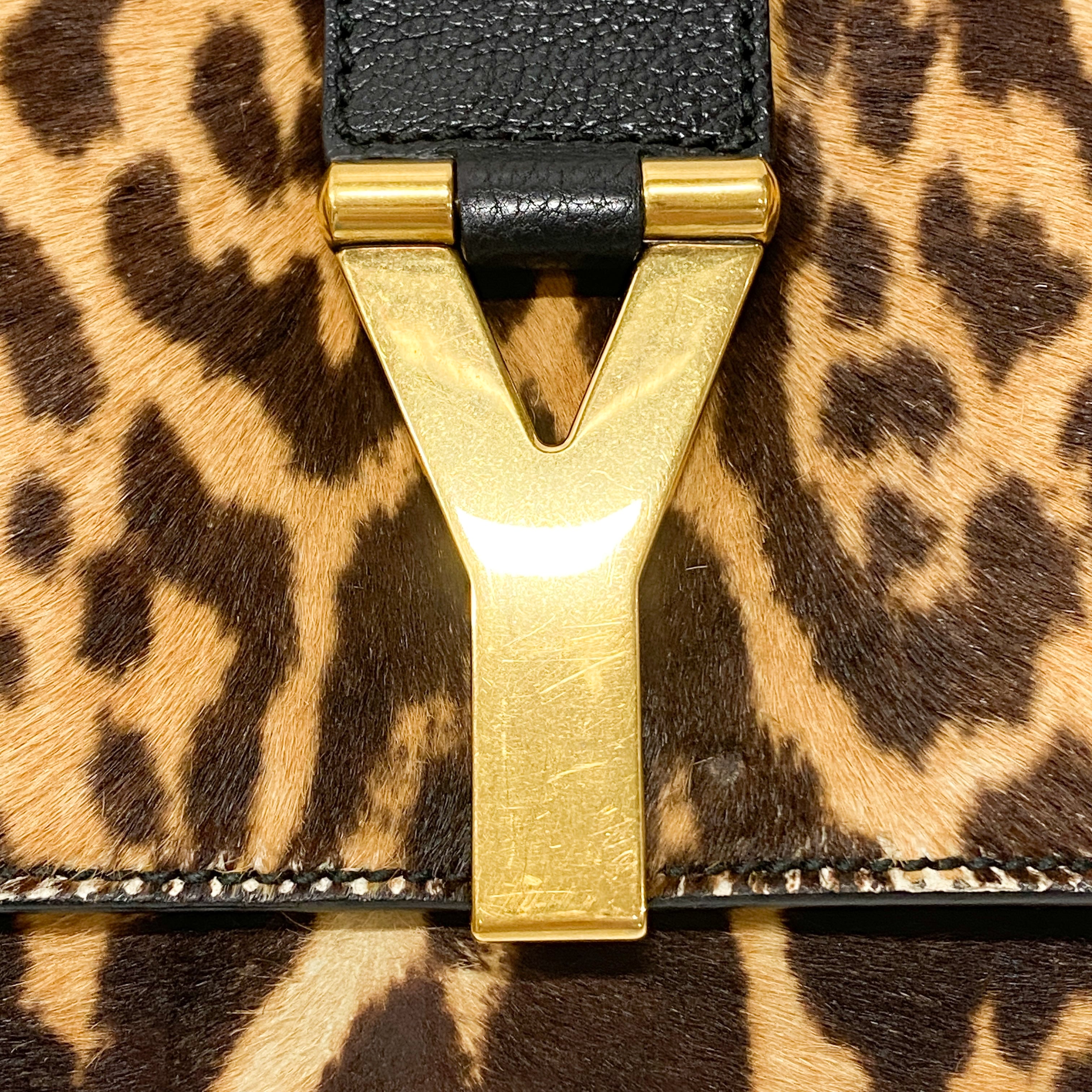 Cheetah Print Clutch with Oversized Y Logo