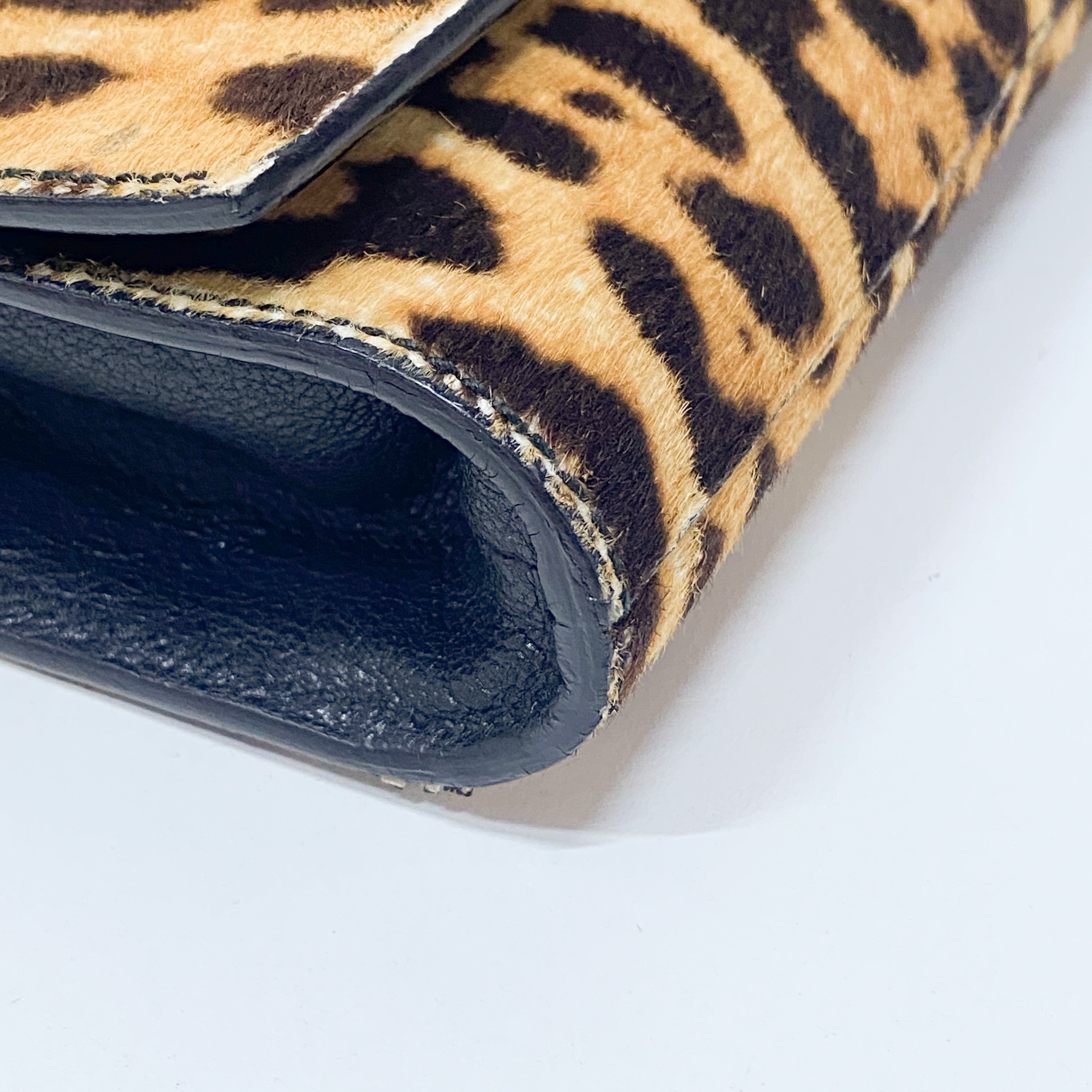 Cheetah Print Clutch with Oversized Y Logo