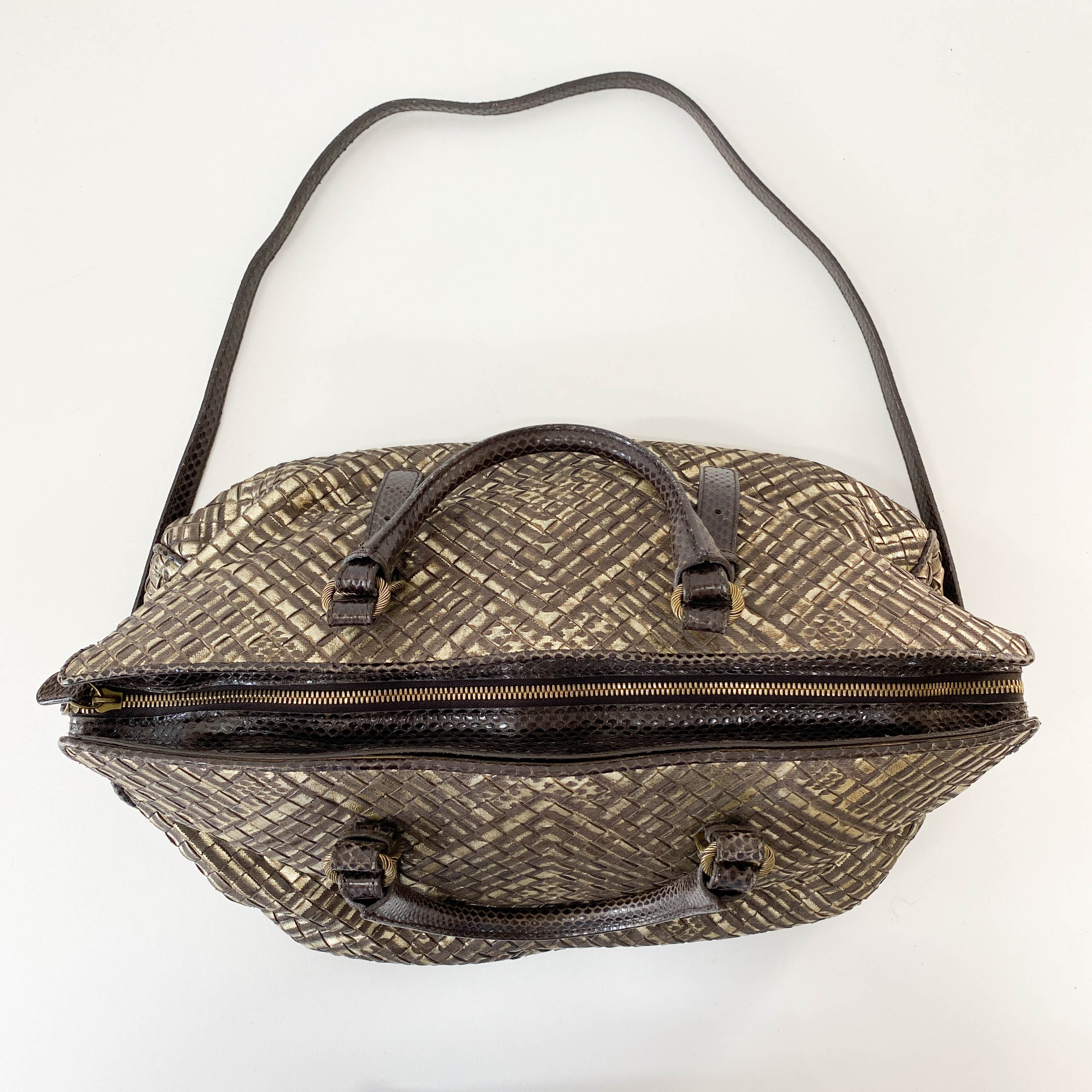 Limited Edition Intrecciato Gold Leather Shoulder Bag