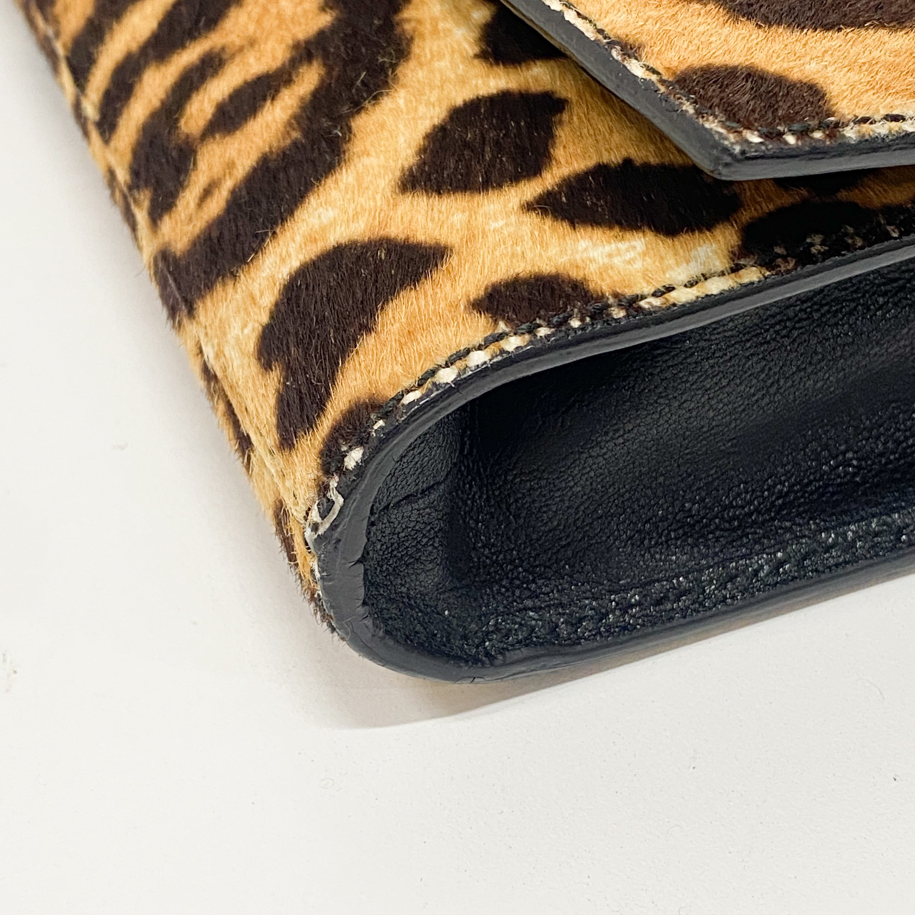 Cheetah Print Clutch with Oversized Y Logo