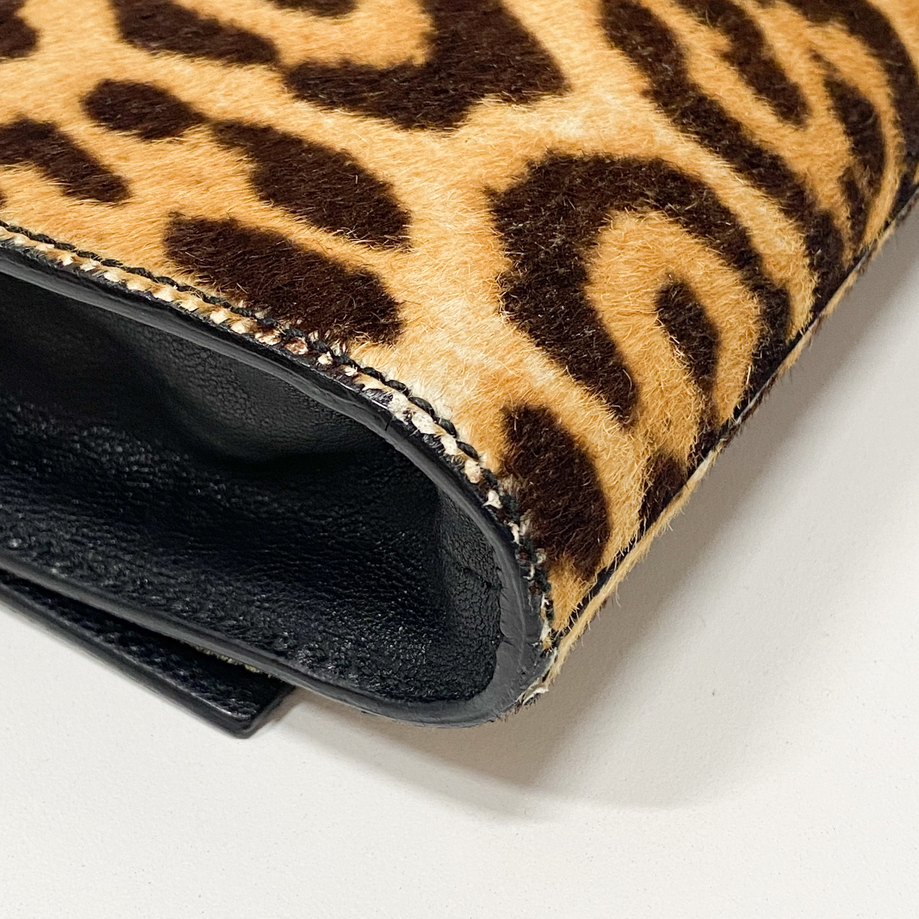 Cheetah Print Clutch with Oversized Y Logo