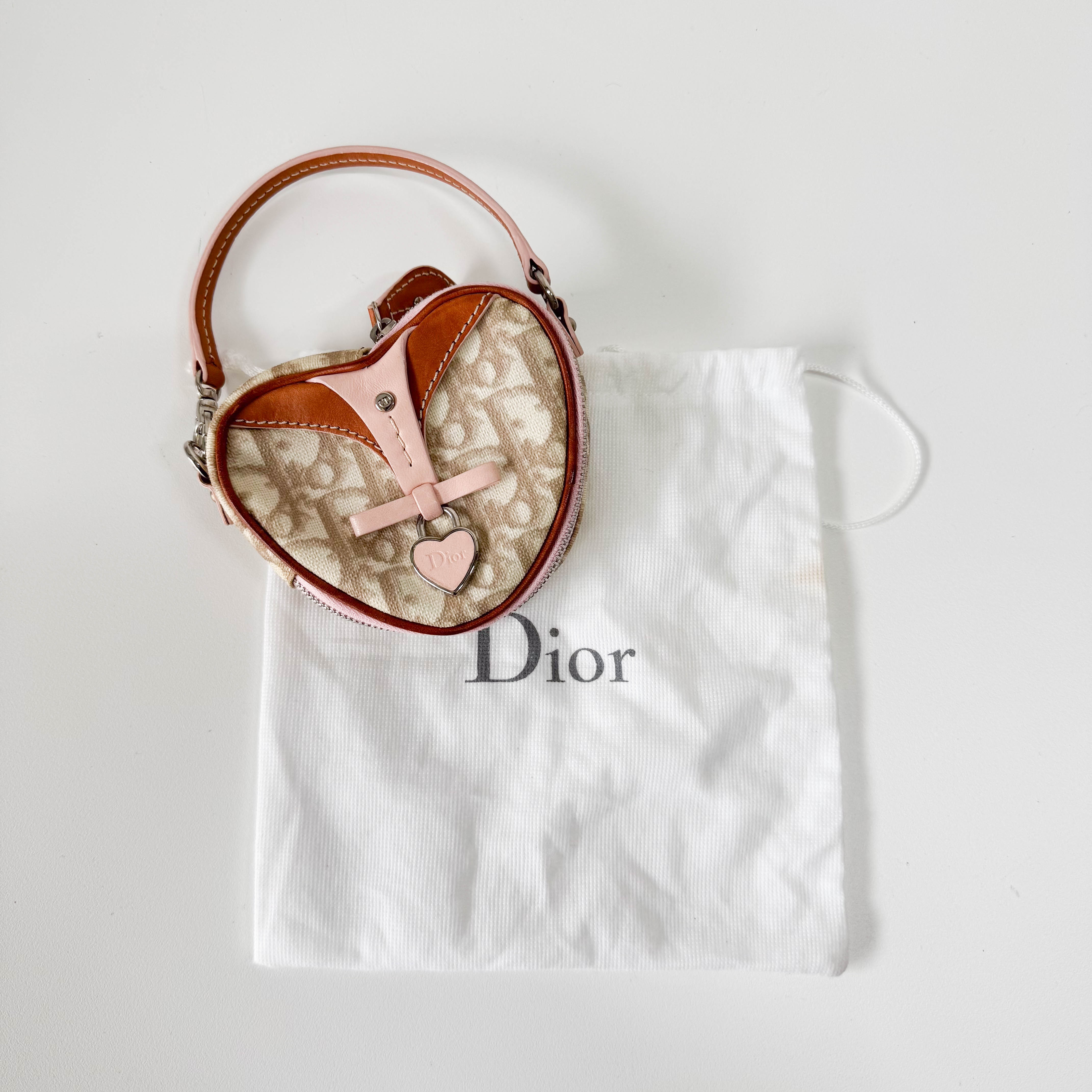 Monogram Heart White & Pink Pouch