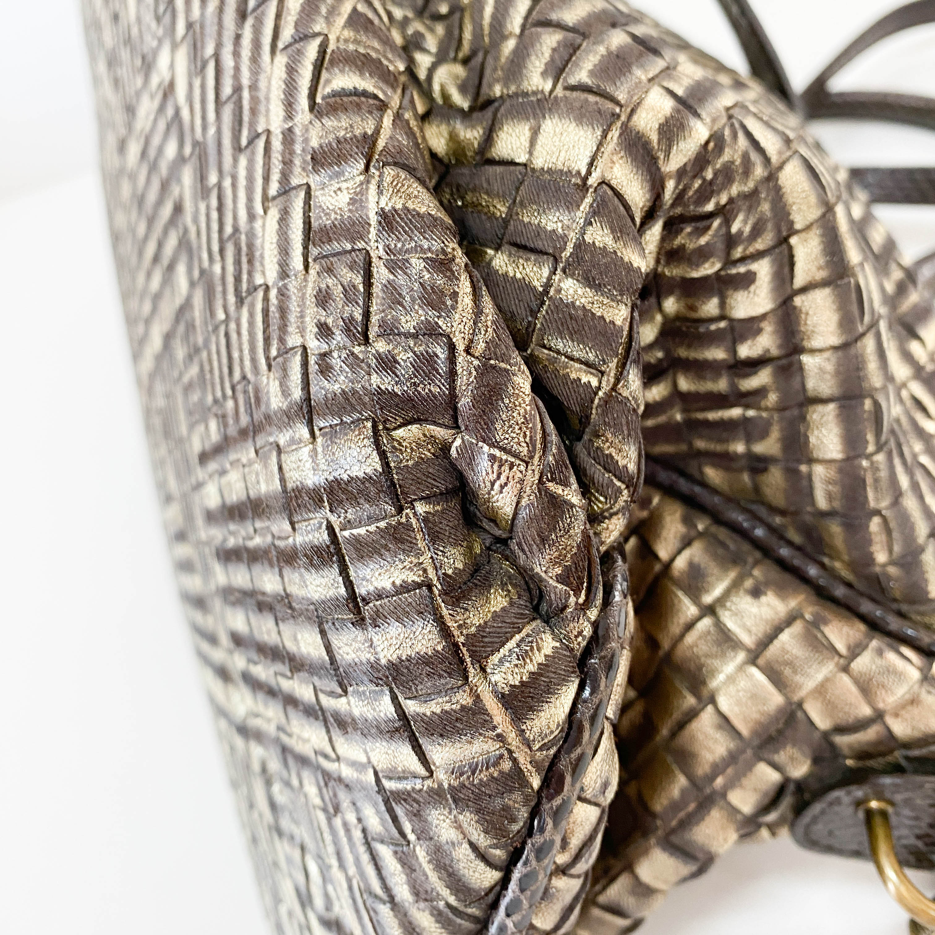 Limited Edition Intrecciato Gold Leather Shoulder Bag