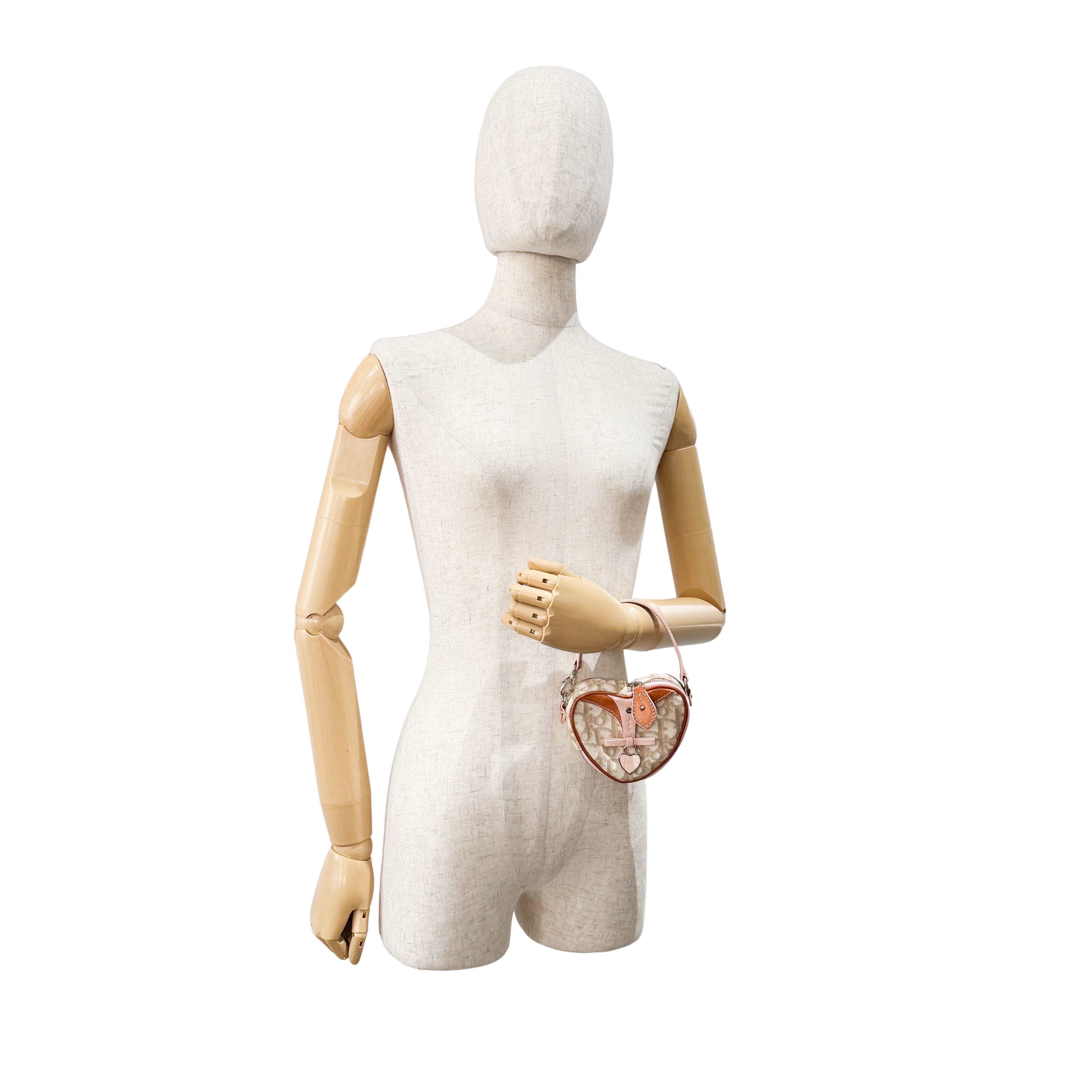 Monogram Heart White & Pink Pouch