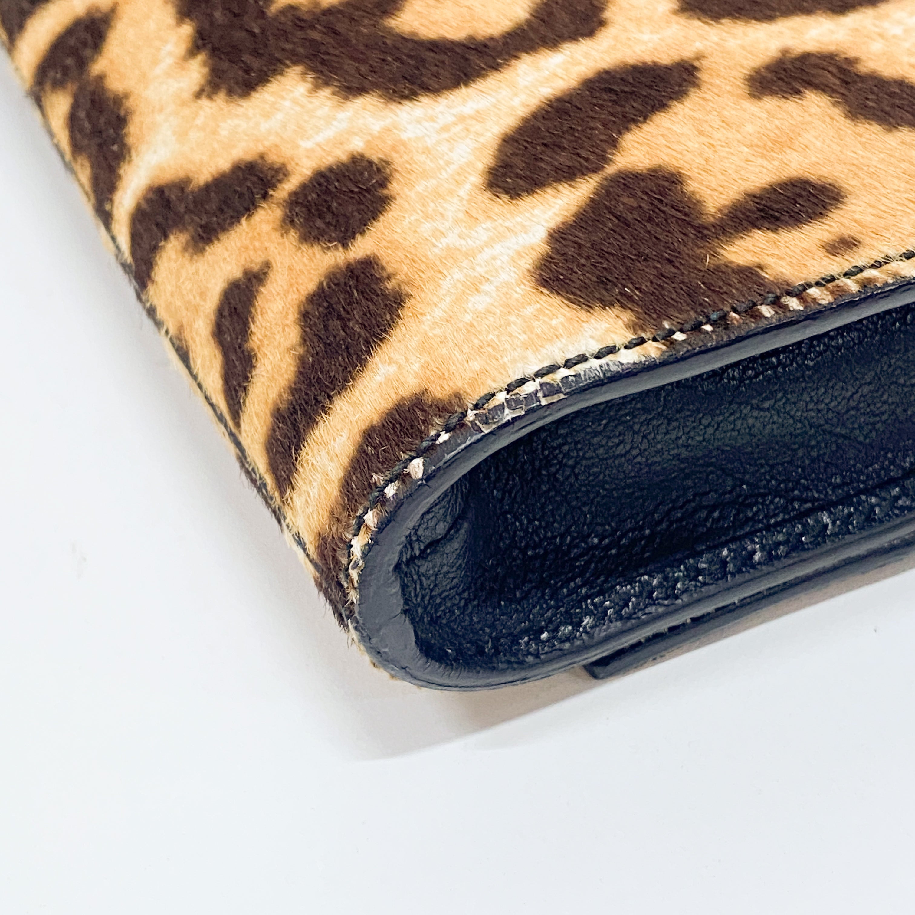 Cheetah Print Clutch with Oversized Y Logo