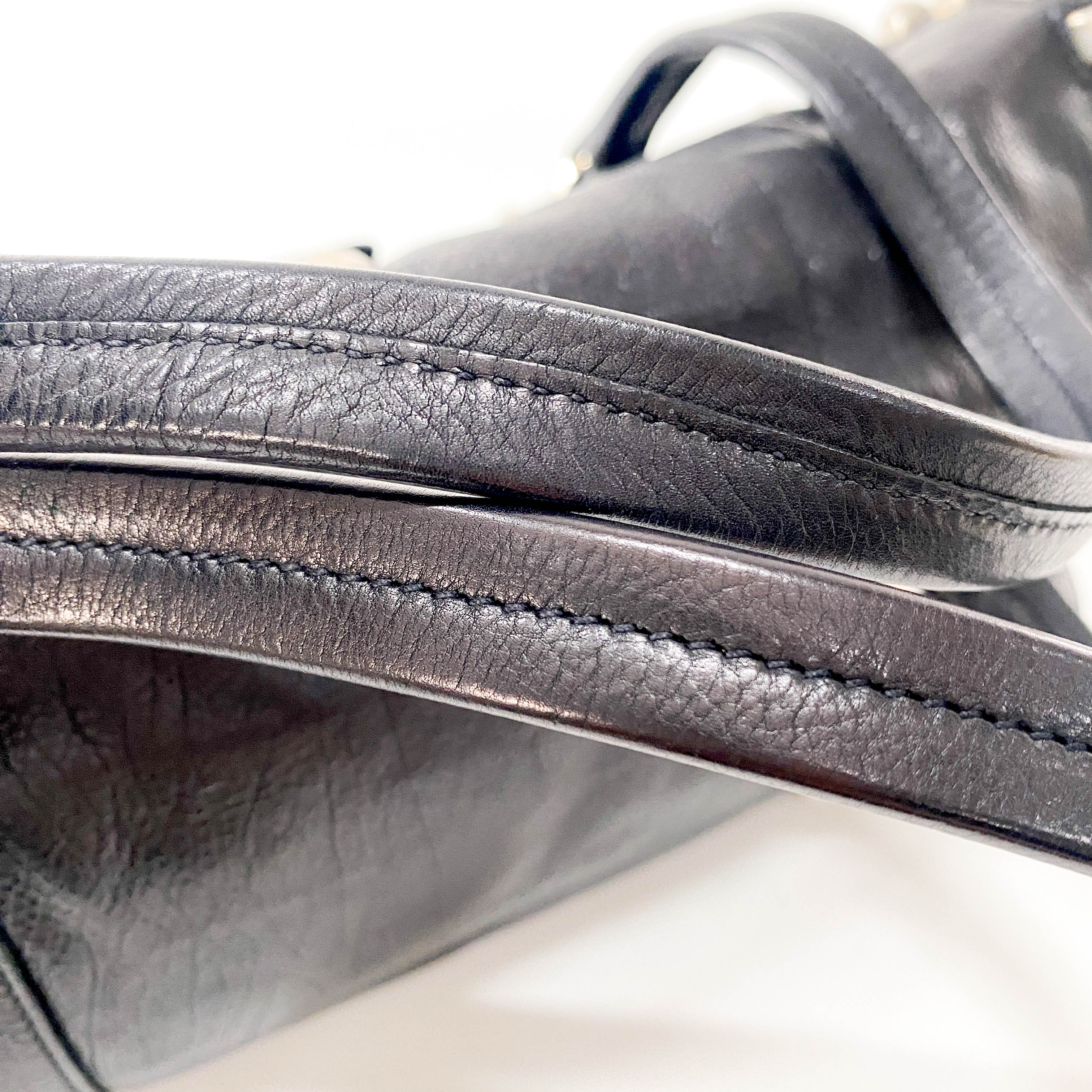 Studs Black Leather Shoulder Bag