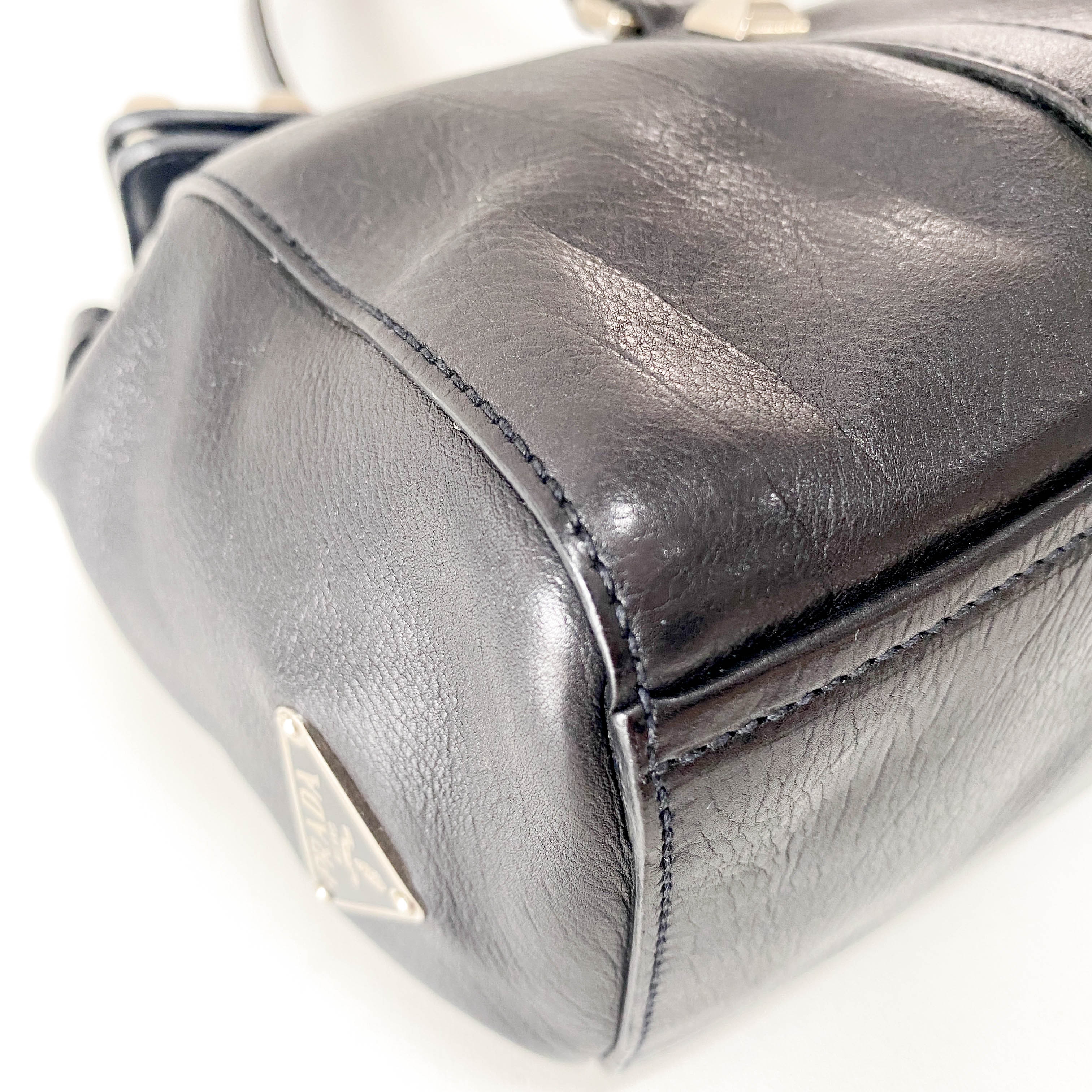 Studs Black Leather Shoulder Bag