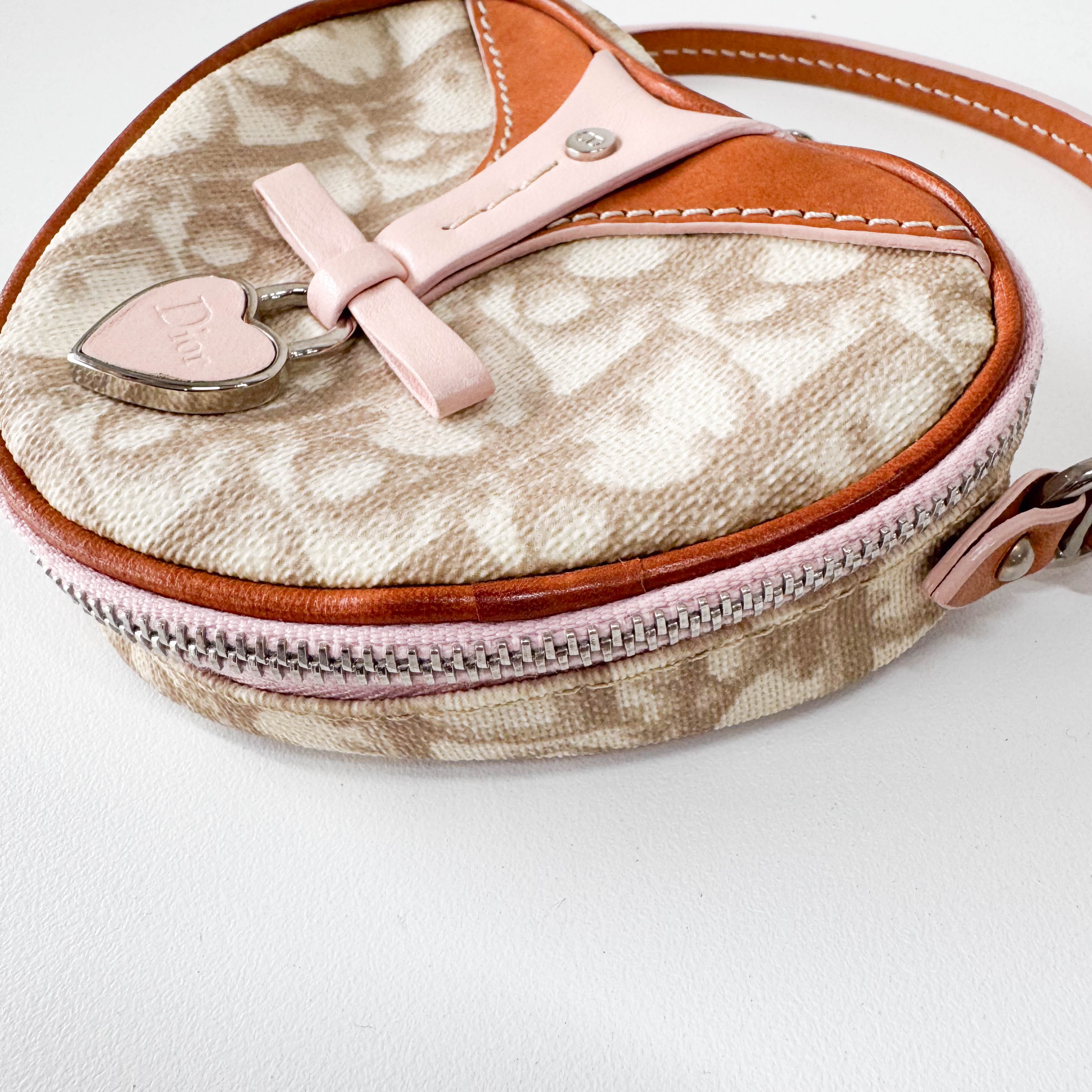 Monogram Heart White & Pink Pouch