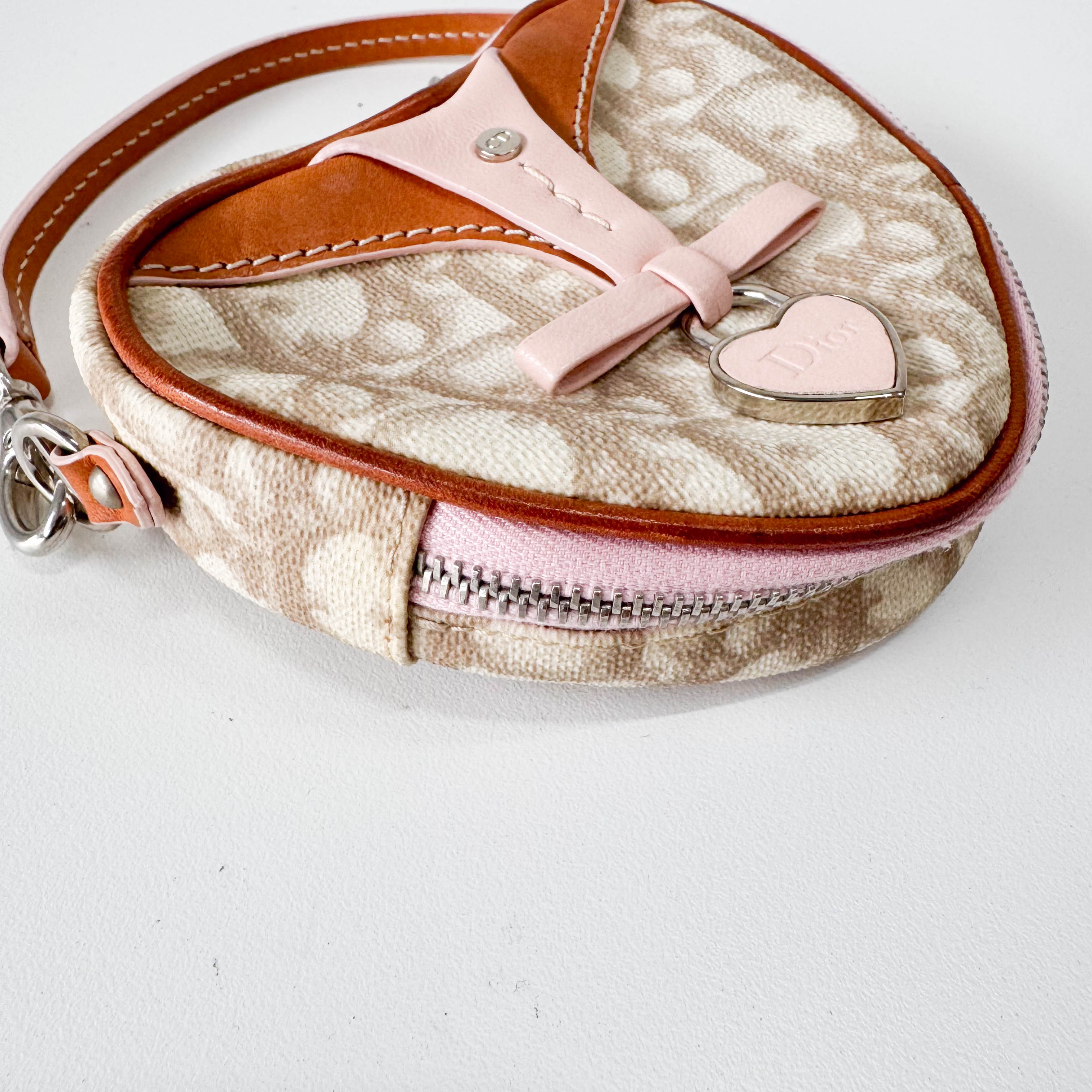 Monogram Heart White & Pink Pouch