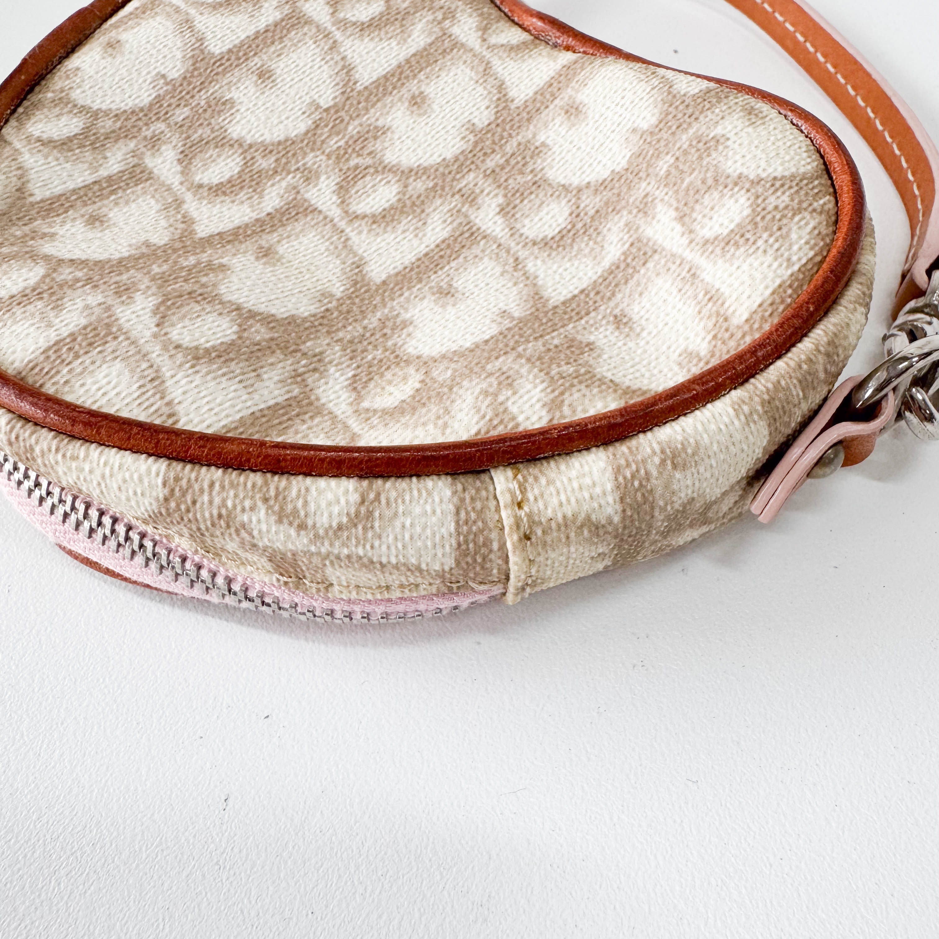 Monogram Heart White & Pink Pouch