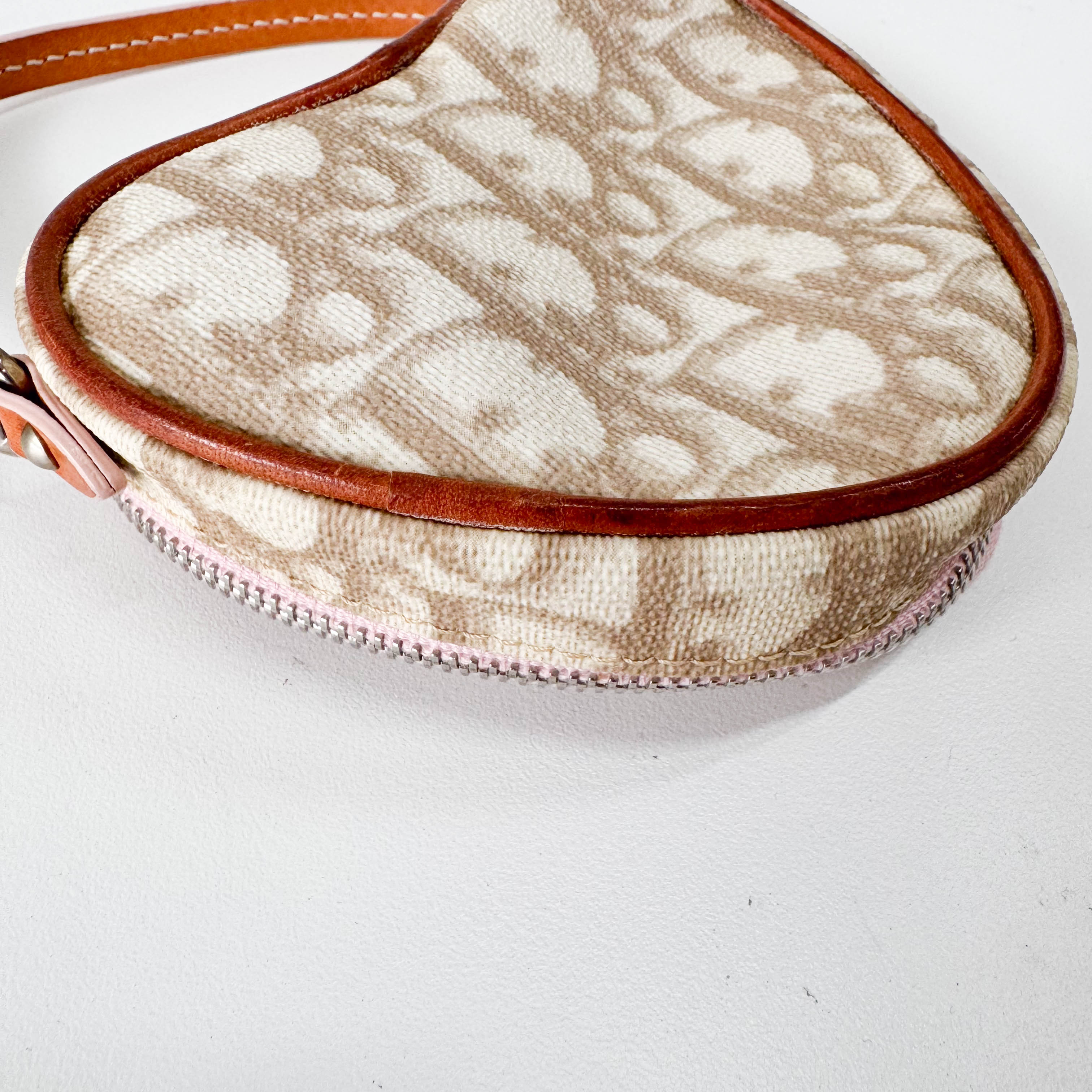 Monogram Heart White & Pink Pouch