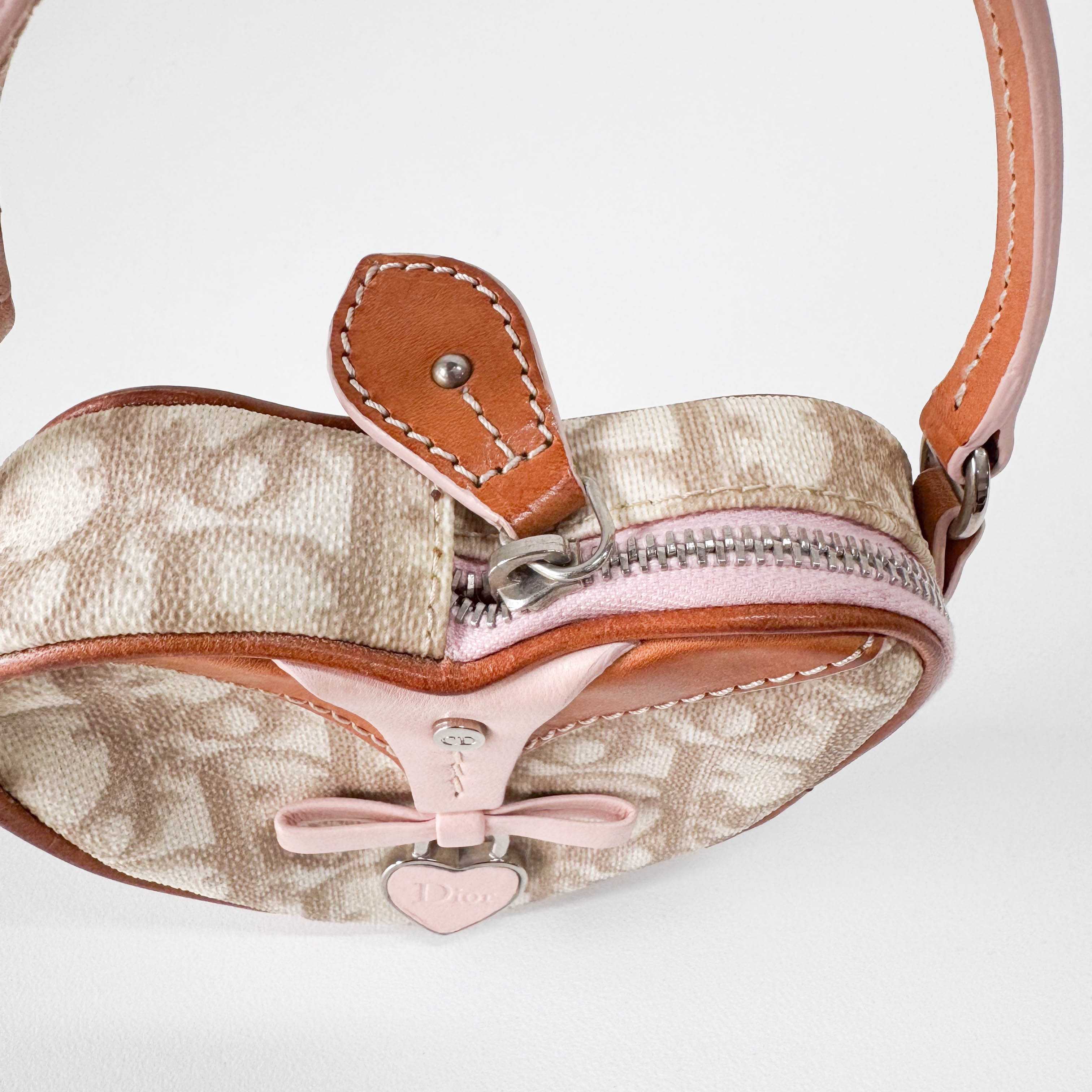 Monogram Heart White & Pink Pouch