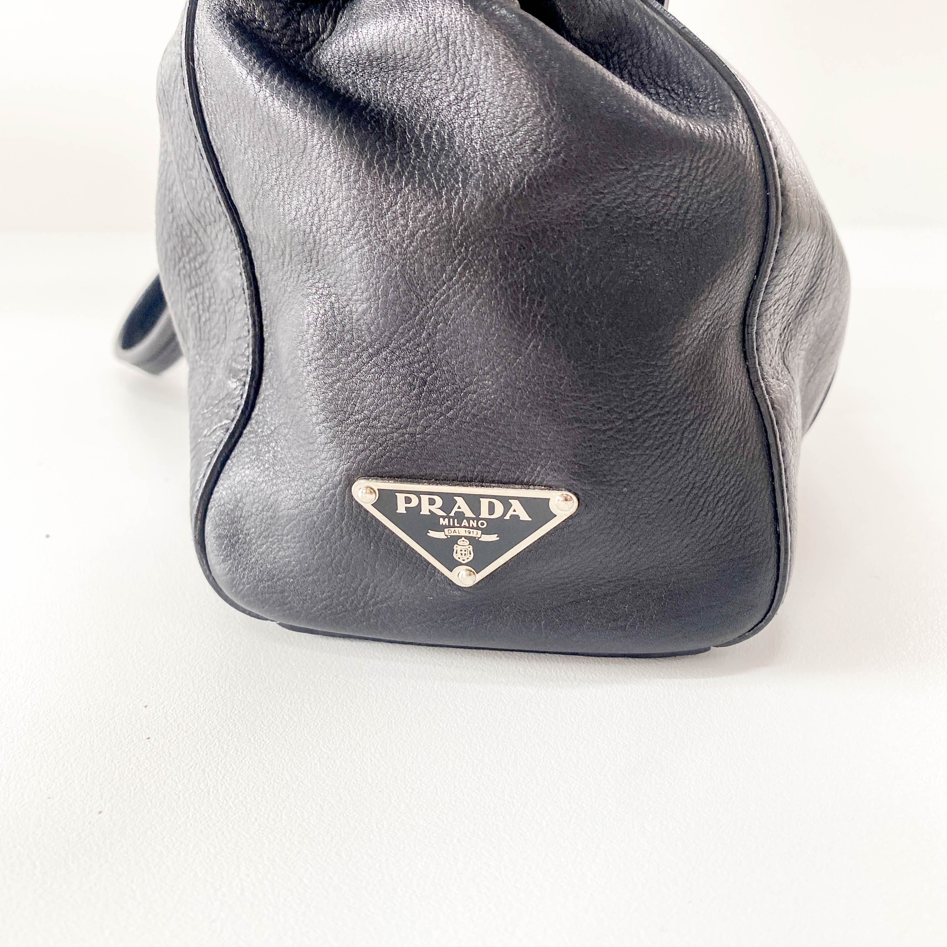 Studs Black Leather Shoulder Bag