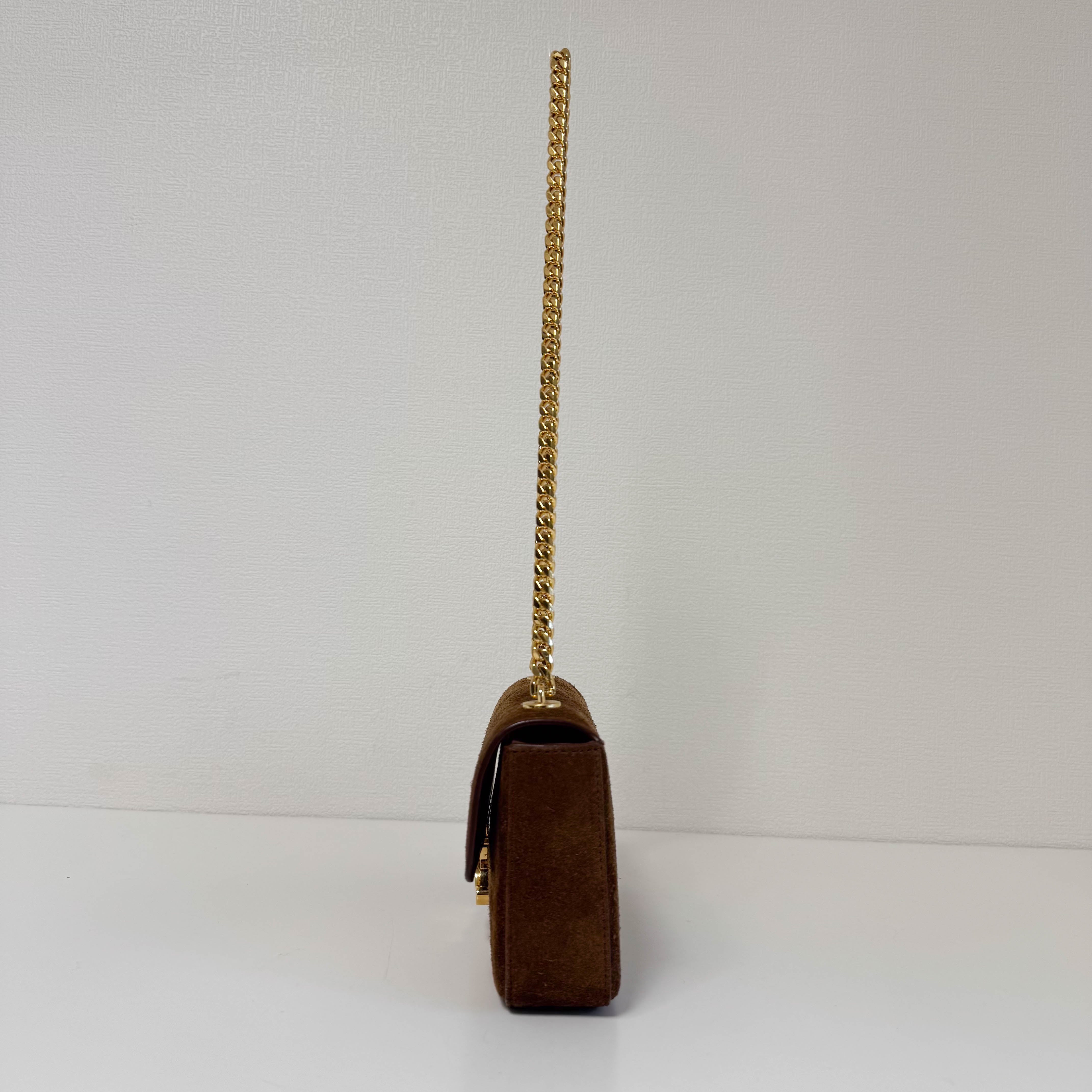 Limited Edition Claude Brown Suede Chain Shoulder Bag