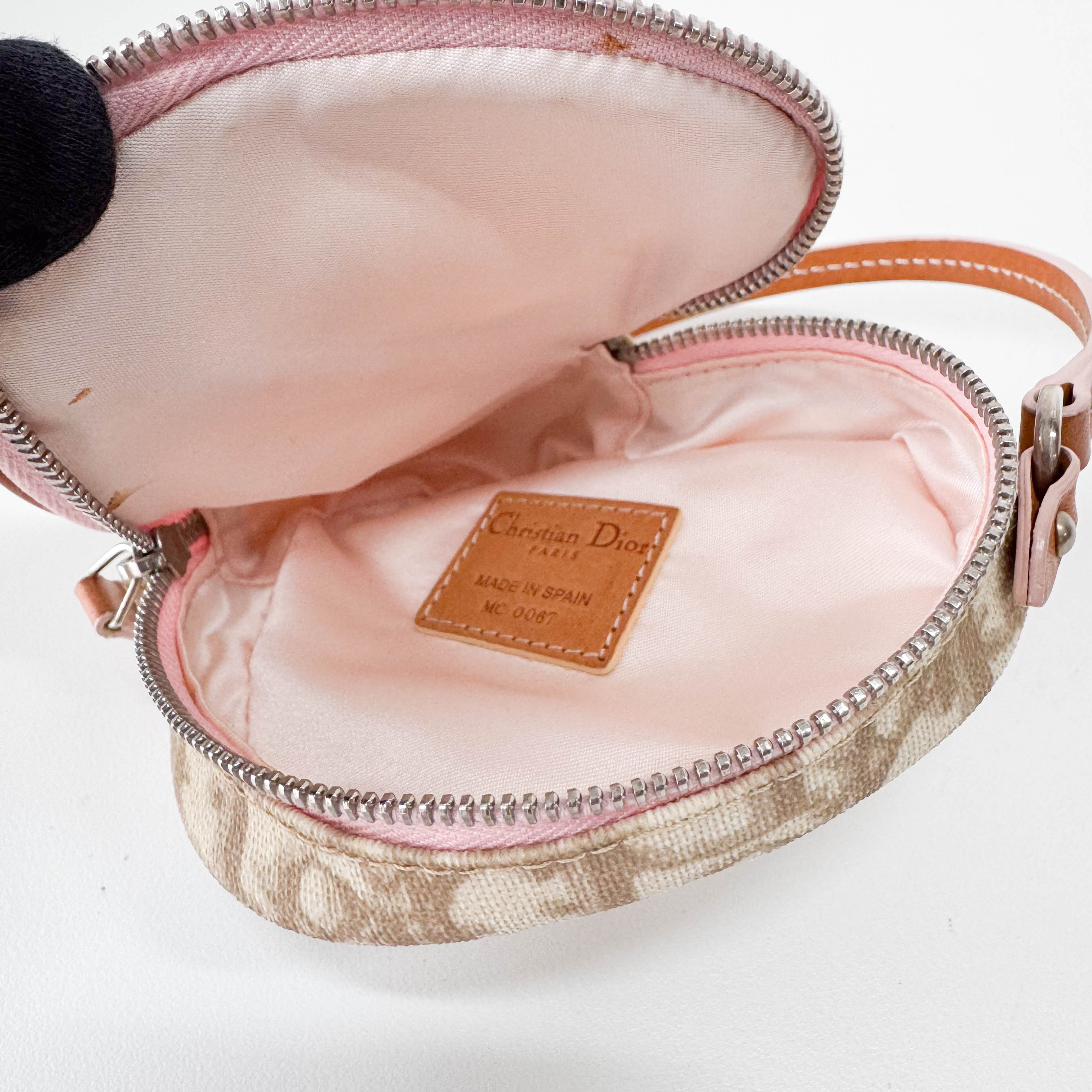 Monogram Heart White & Pink Pouch