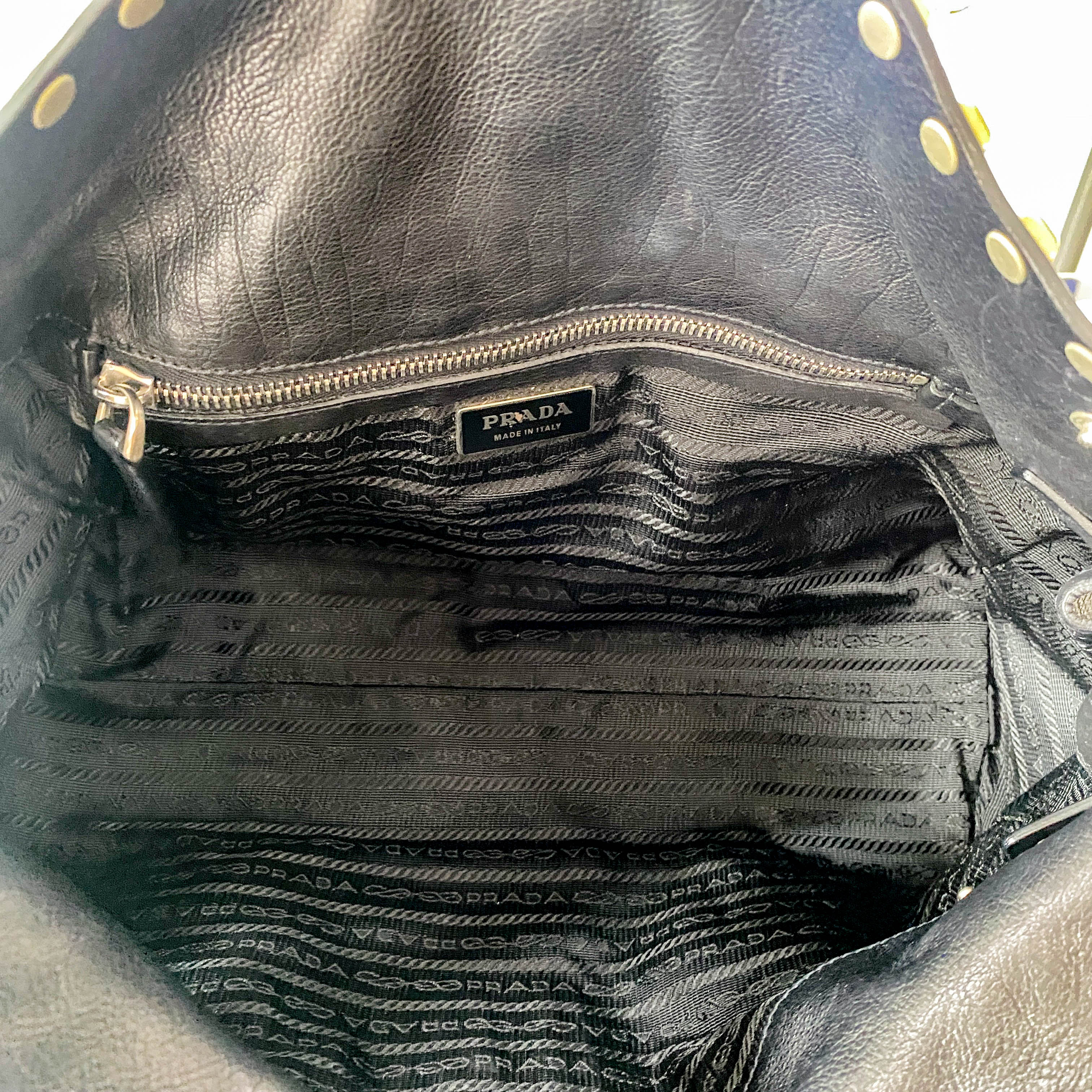 Studs Black Leather Shoulder Bag