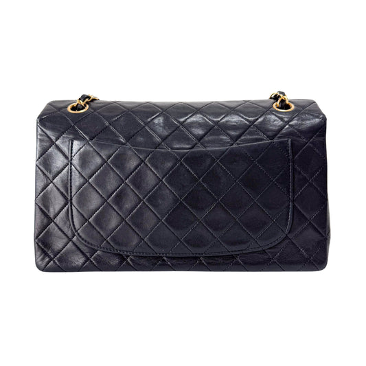 Timeless Classic Double Flap Matelassé Black Leather Chain Bag