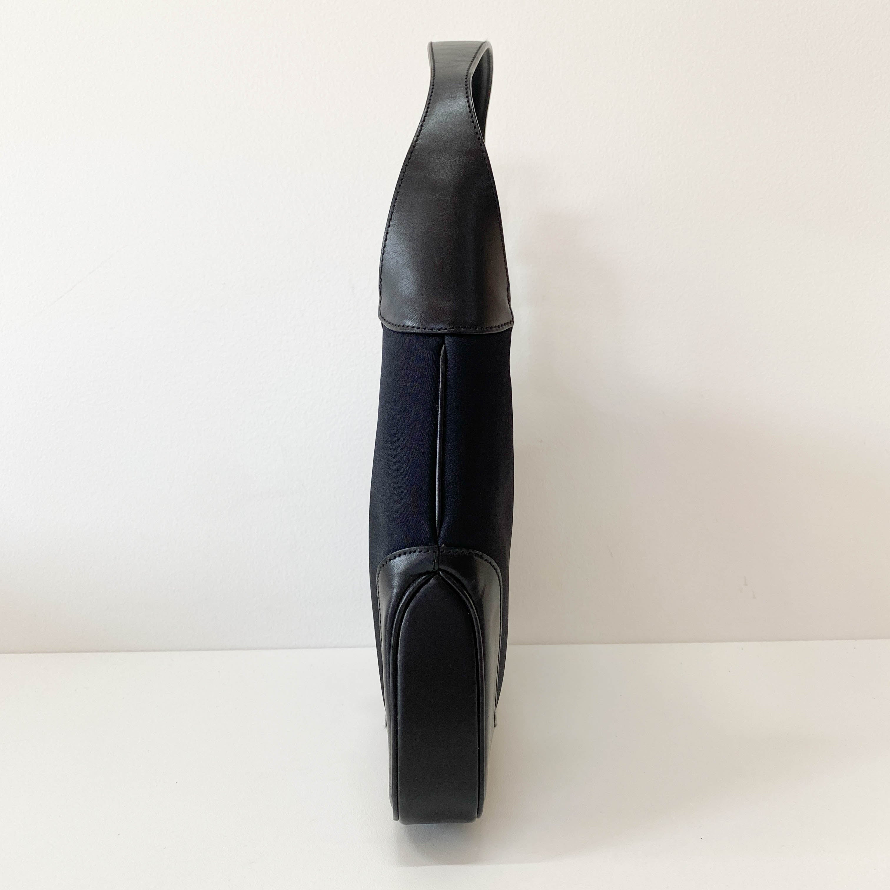 Jackie Satin Black Shoulder Bag