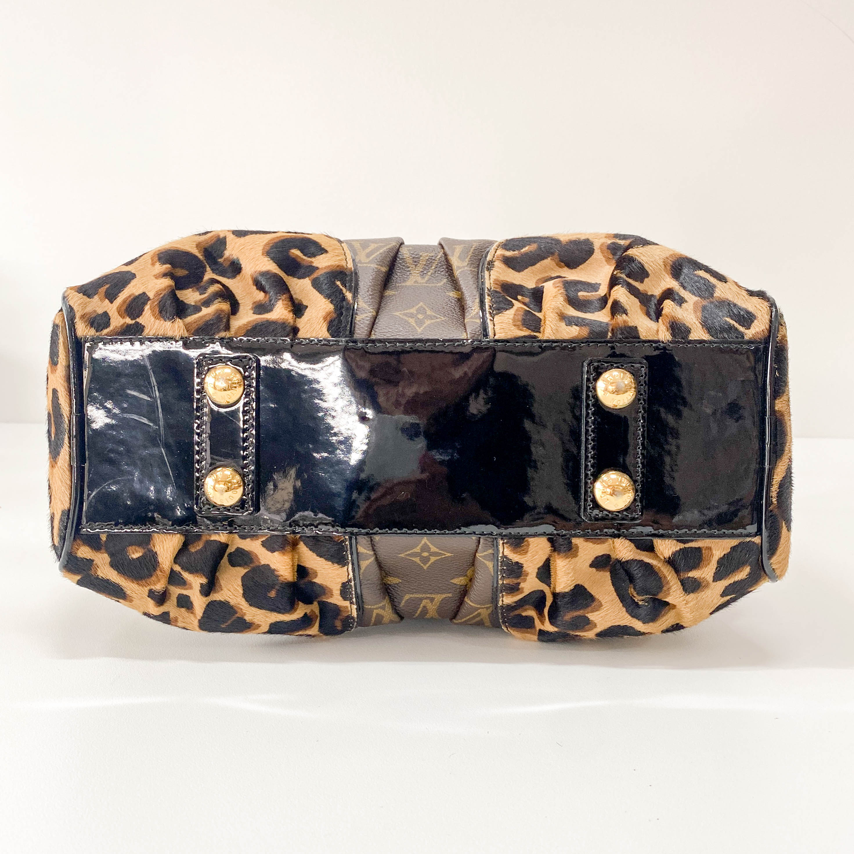 Adele Monogram Leather & Leopard Print Pony Hair Handle Bag