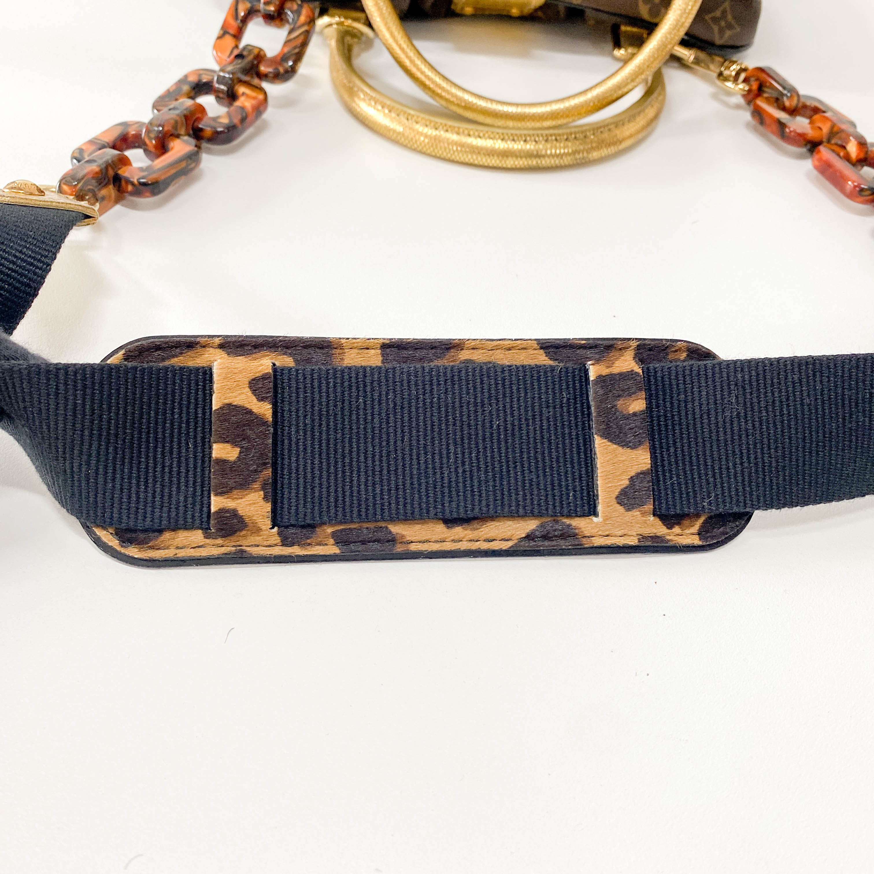 Adele Monogram Leather & Leopard Print Pony Hair Handle Bag