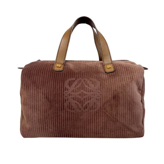 Anagram Brown Suede Top Handle Bag