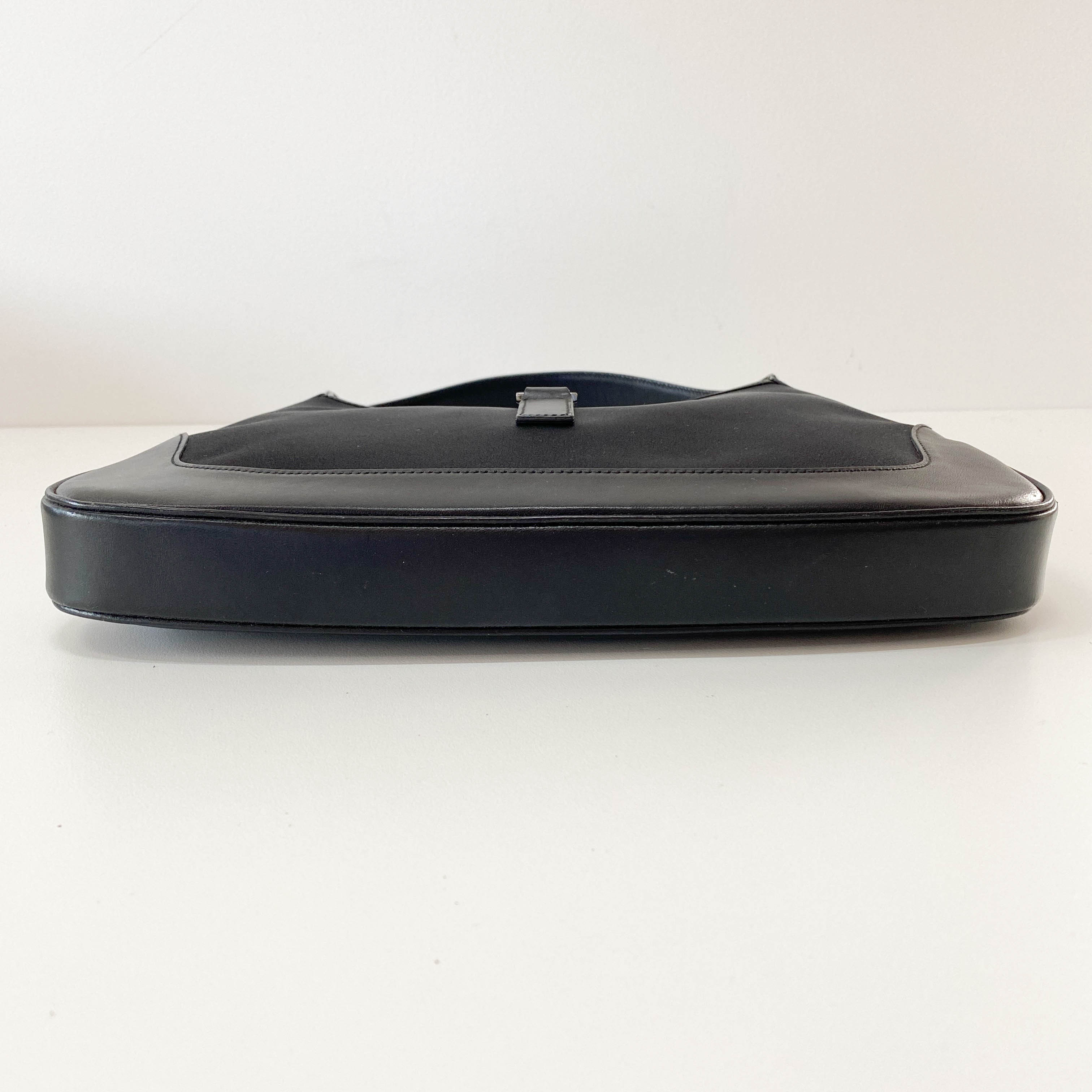 Jackie Satin Black Shoulder Bag