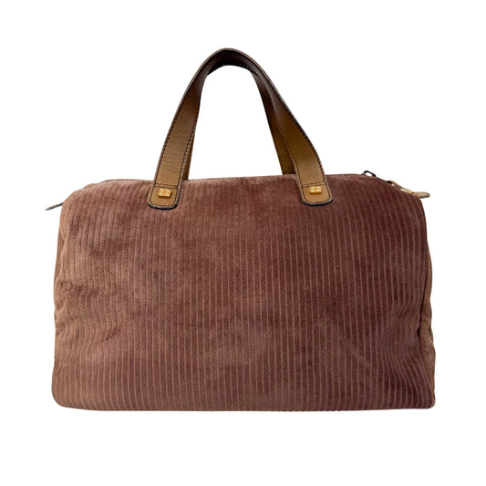 Anagram Brown Suede Top Handle Bag