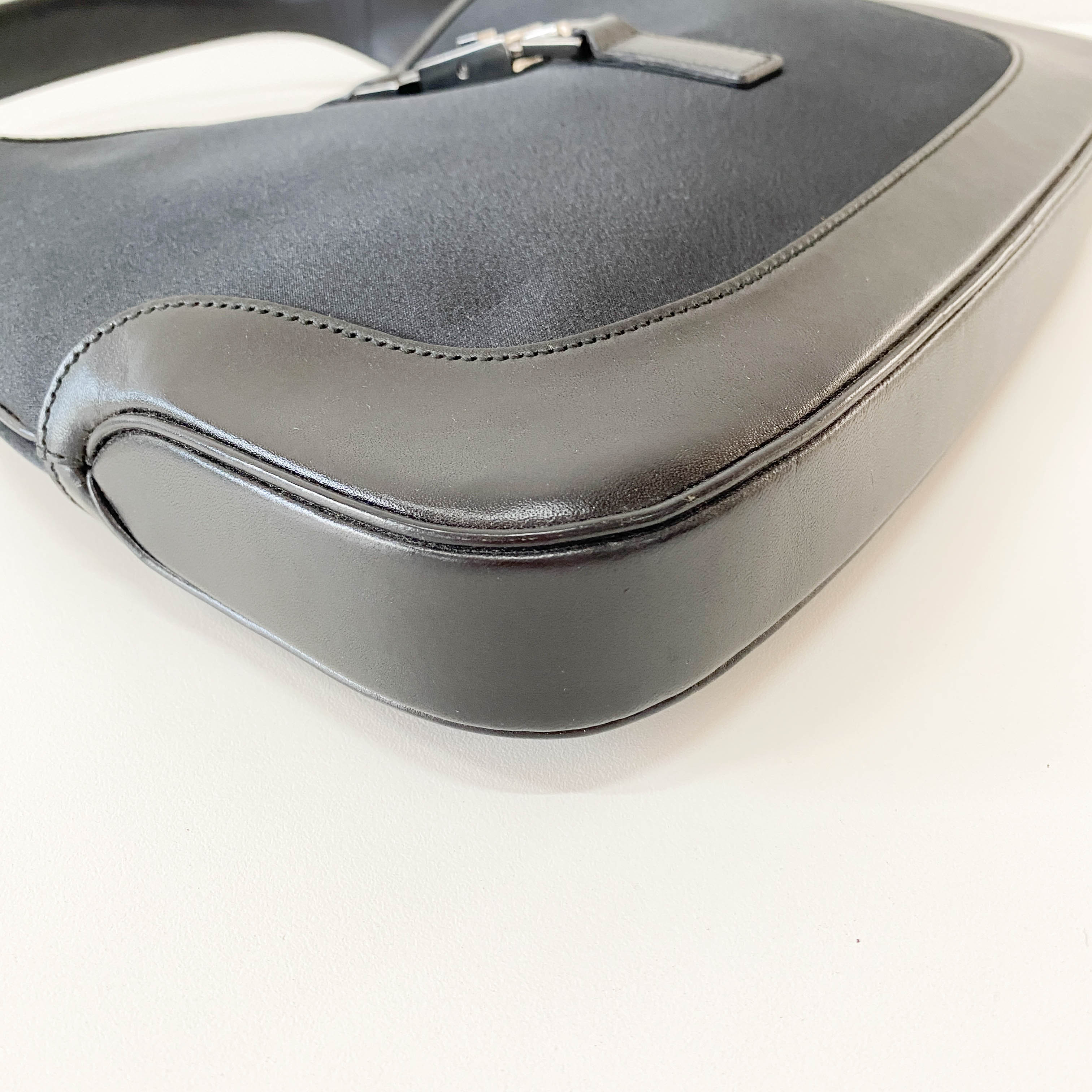 Jackie Satin Black Shoulder Bag