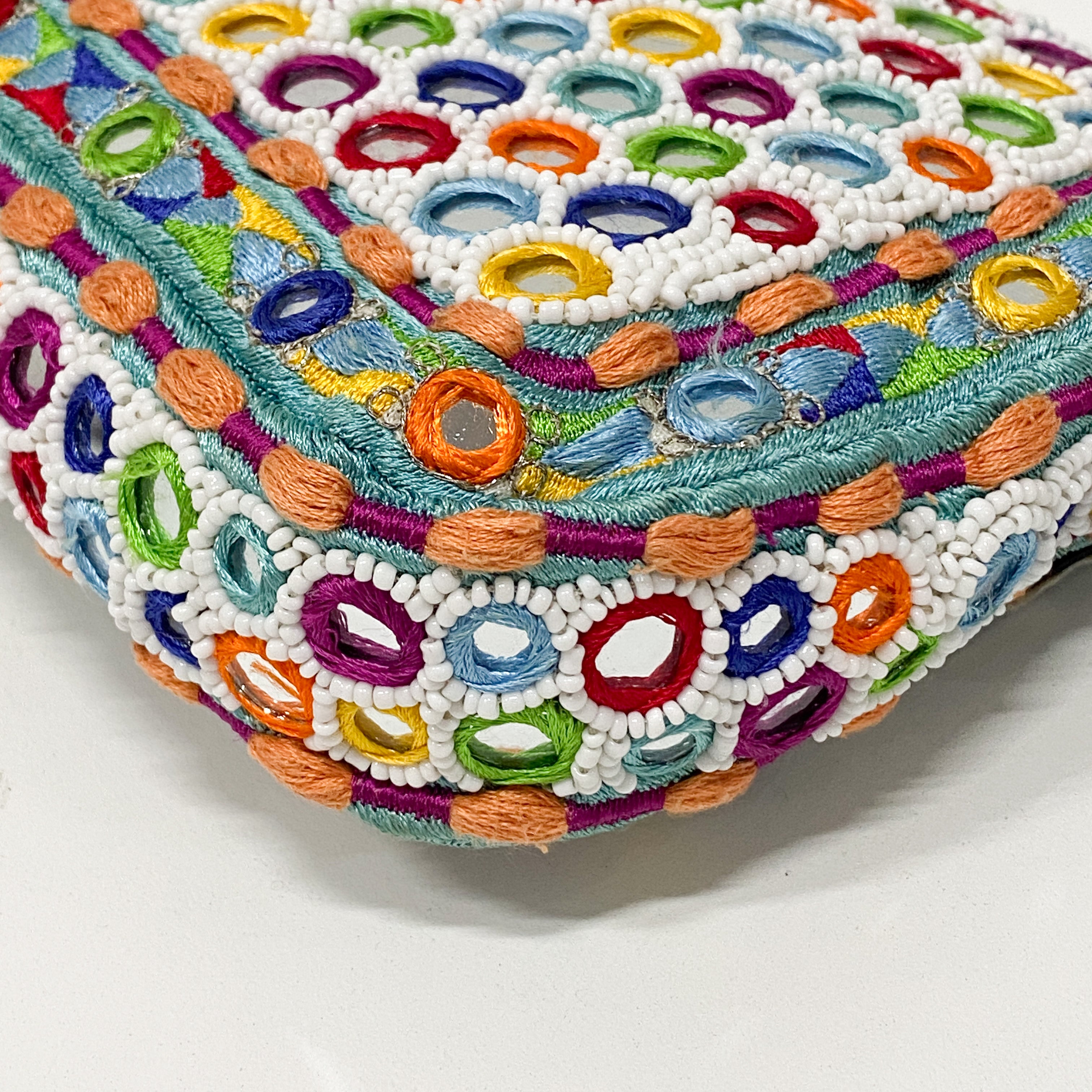 Baguette Multicolor Mirror Beaded Embroidered Shoulder Bag